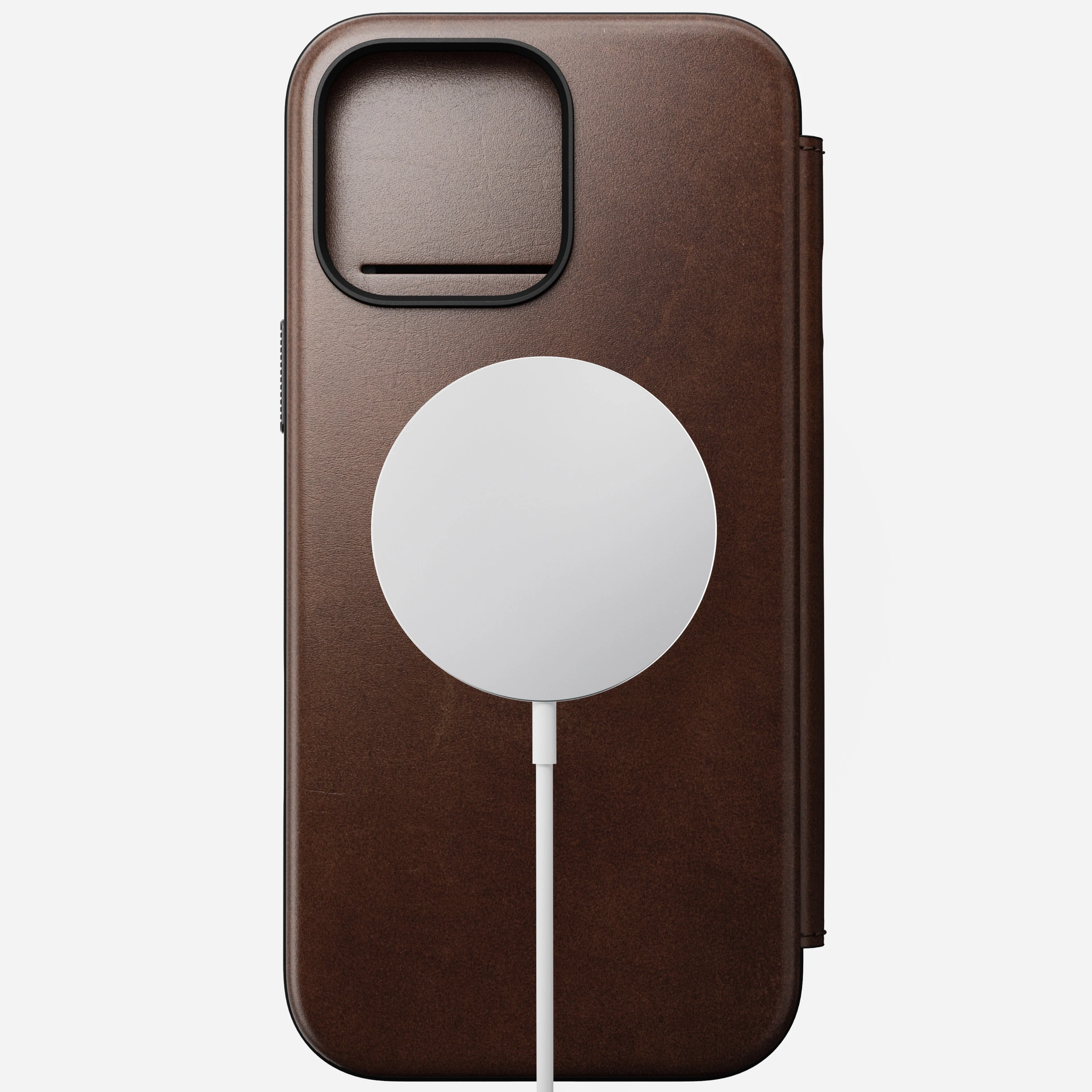 Nomad Horween Premium Leather Folio Case iPhone 16 Pro 6.3 - Brown - Image 9
