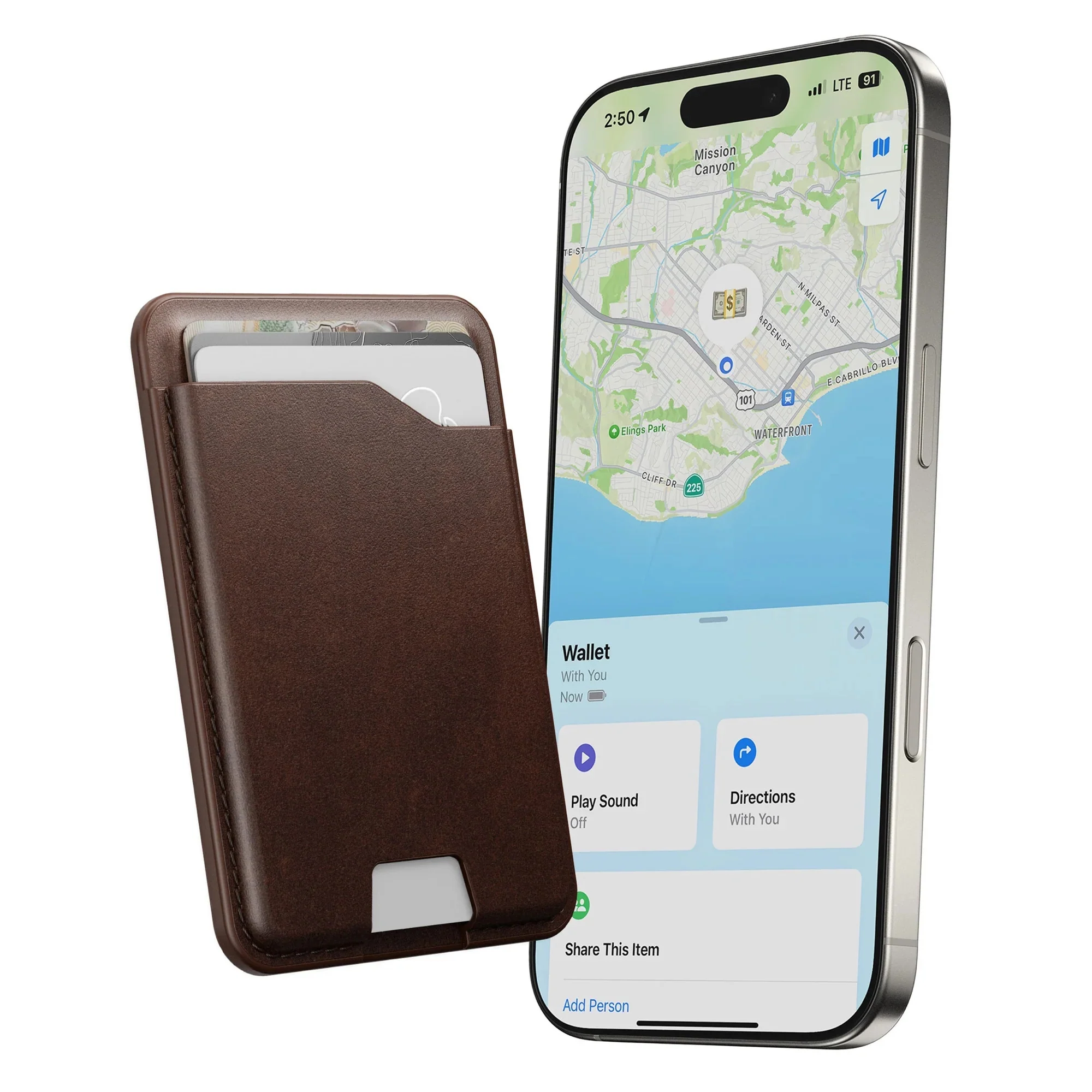 Nomad Leather Magsafe Wallet with Find My Tracking - Brown - Image 10