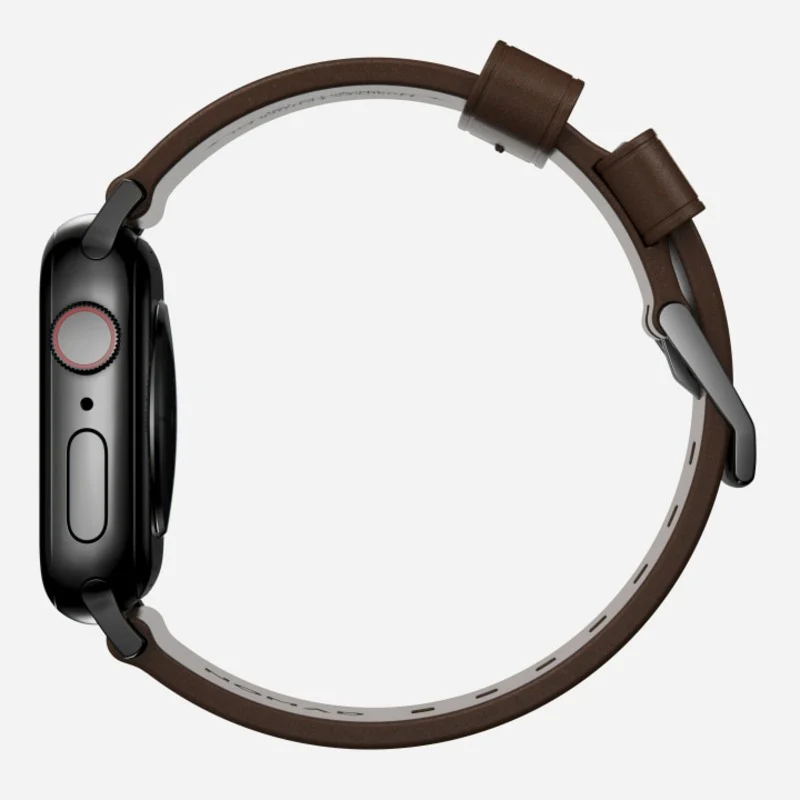 Nomad Modern Band 41mm Black Hardware Horween Leather Bracelet - Rustic Brown - Image 4