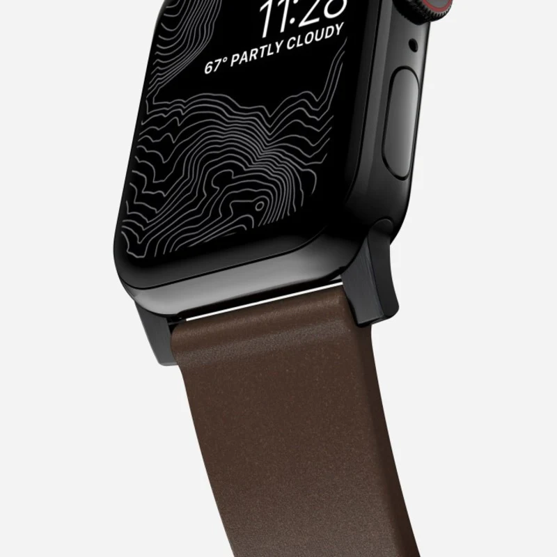 Nomad Modern Band 41mm Black Hardware Horween Leather Bracelet - Rustic Brown - Image 5
