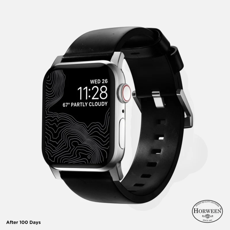 Nomad Modern Band 41mm Silver Hardware Leather Bracelet - Black - Image 2
