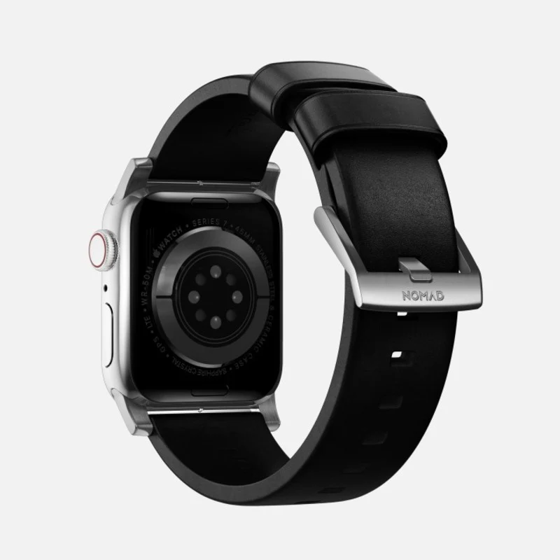 Nomad Modern Band 41mm Silver Hardware Leather Bracelet - Black - Image 3