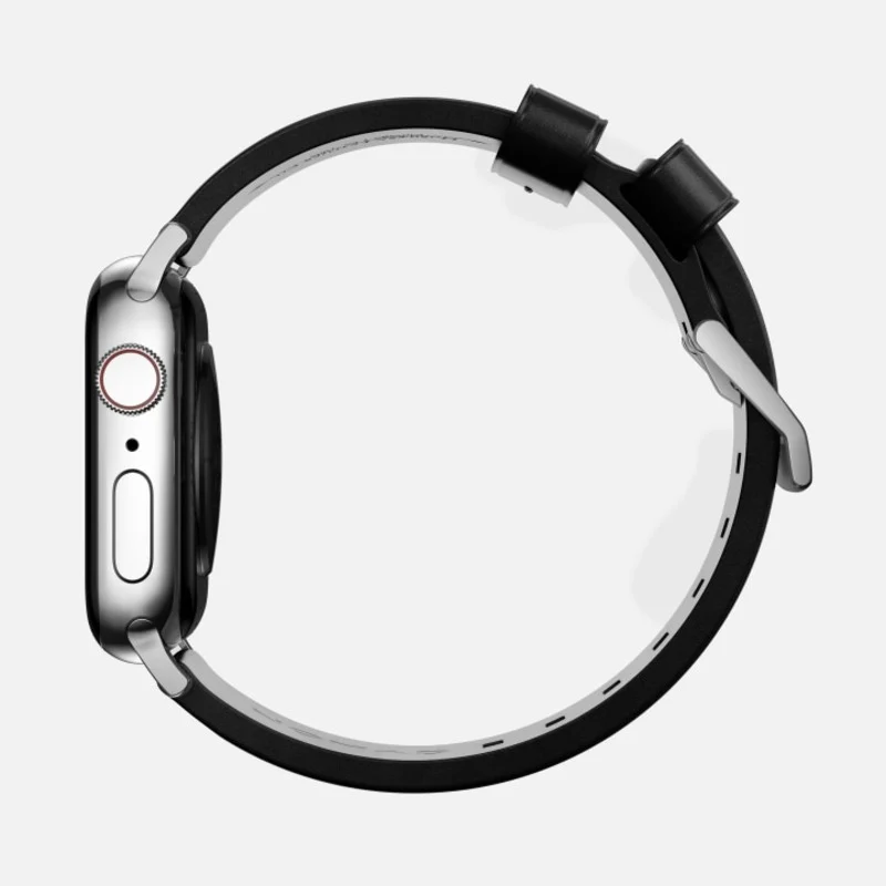 Nomad Modern Band 41mm Silver Hardware Leather Bracelet - Black - Image 4