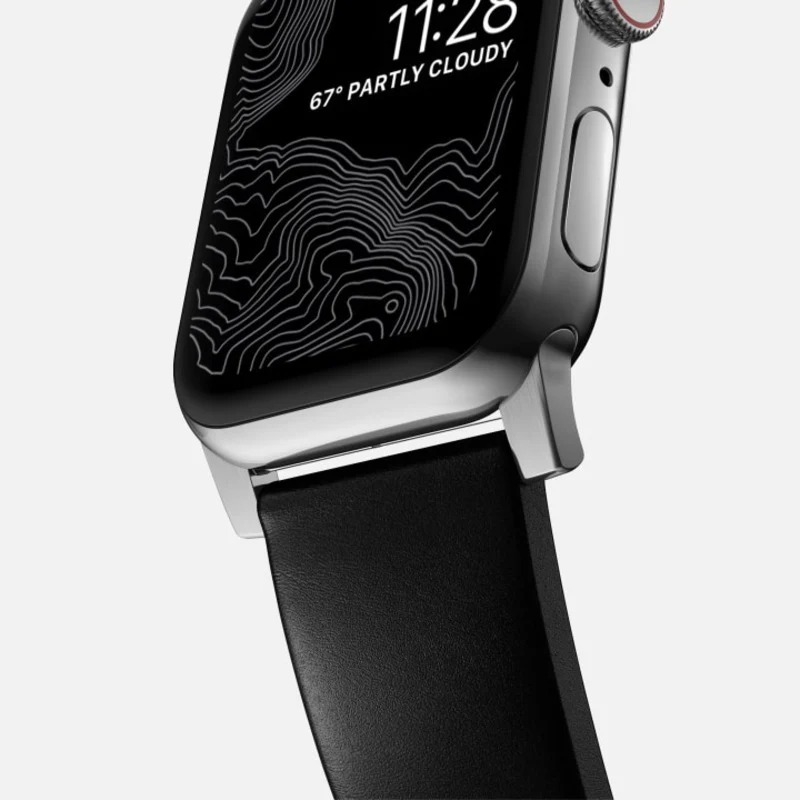 Nomad Modern Band 41mm Silver Hardware Leather Bracelet - Black - Image 5