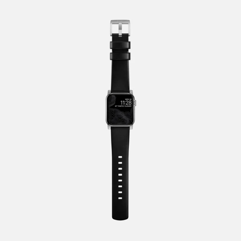 Nomad Modern Band 41mm Silver Hardware Leather Bracelet - Black - Image 7