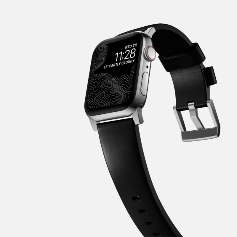 Nomad Modern Band 41mm Silver Hardware Leather Bracelet - Black - Image 9