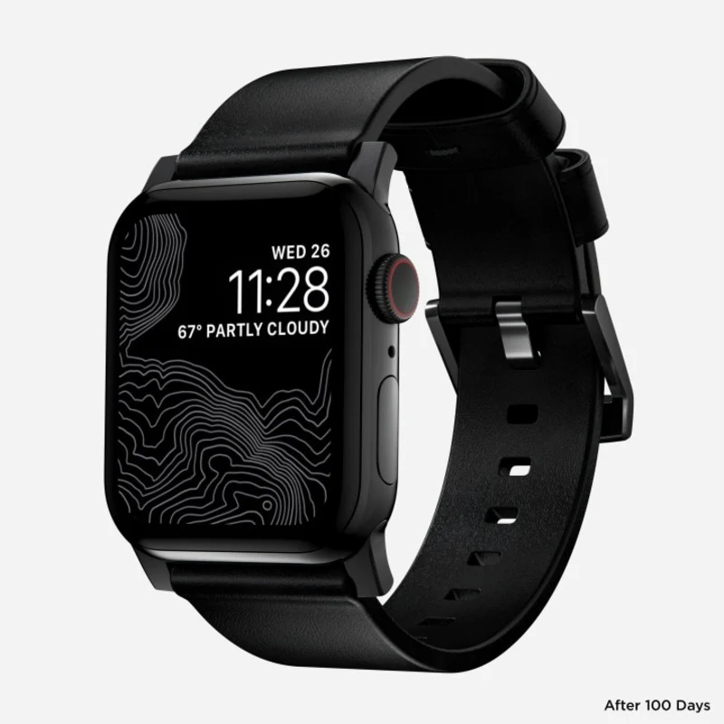 Nomad Modern Band 45mm Black Hardware Nomad Leather Bracelet - Black - Image 2