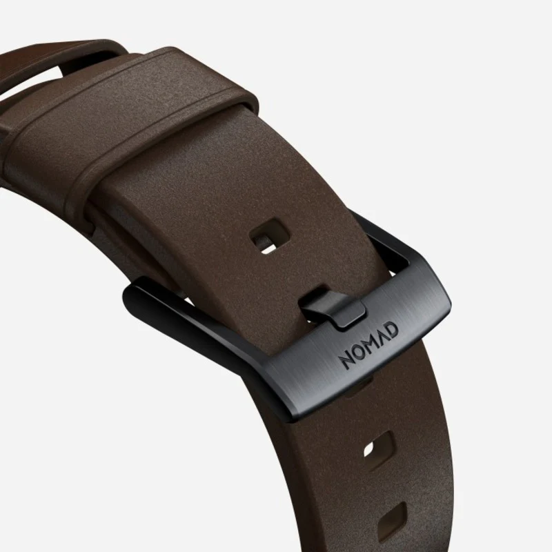 Nomad Modern Band Leather Bracelet for Apple Watch 42-49 & Ultra 1 - 3 - Brown (Black Hardware) - Image 3