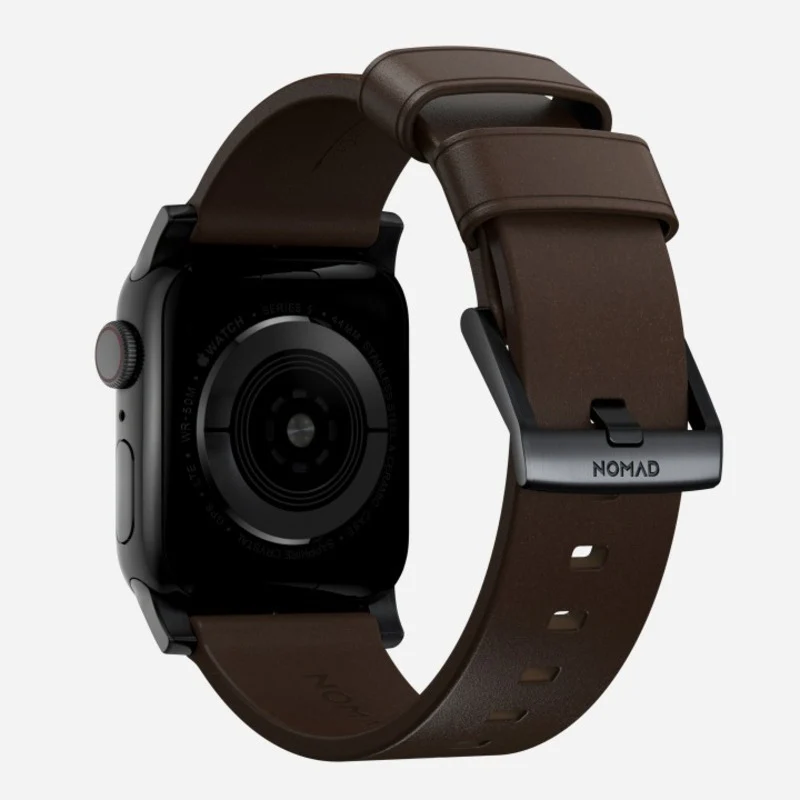 Nomad Modern Band Leather Bracelet for Apple Watch 42-49 & Ultra 1 - 3 - Brown (Black Hardware) - Image 8
