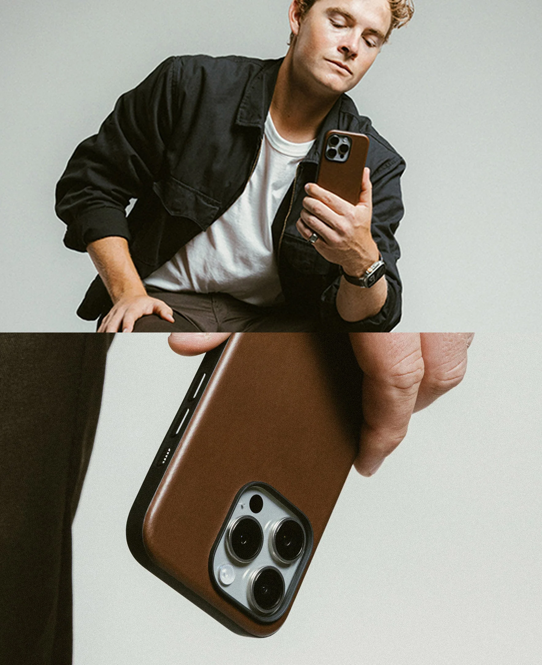 Nomad Modern Horween Leather Case for iPhone 16 Pro 6.3 - Brown - Image 7