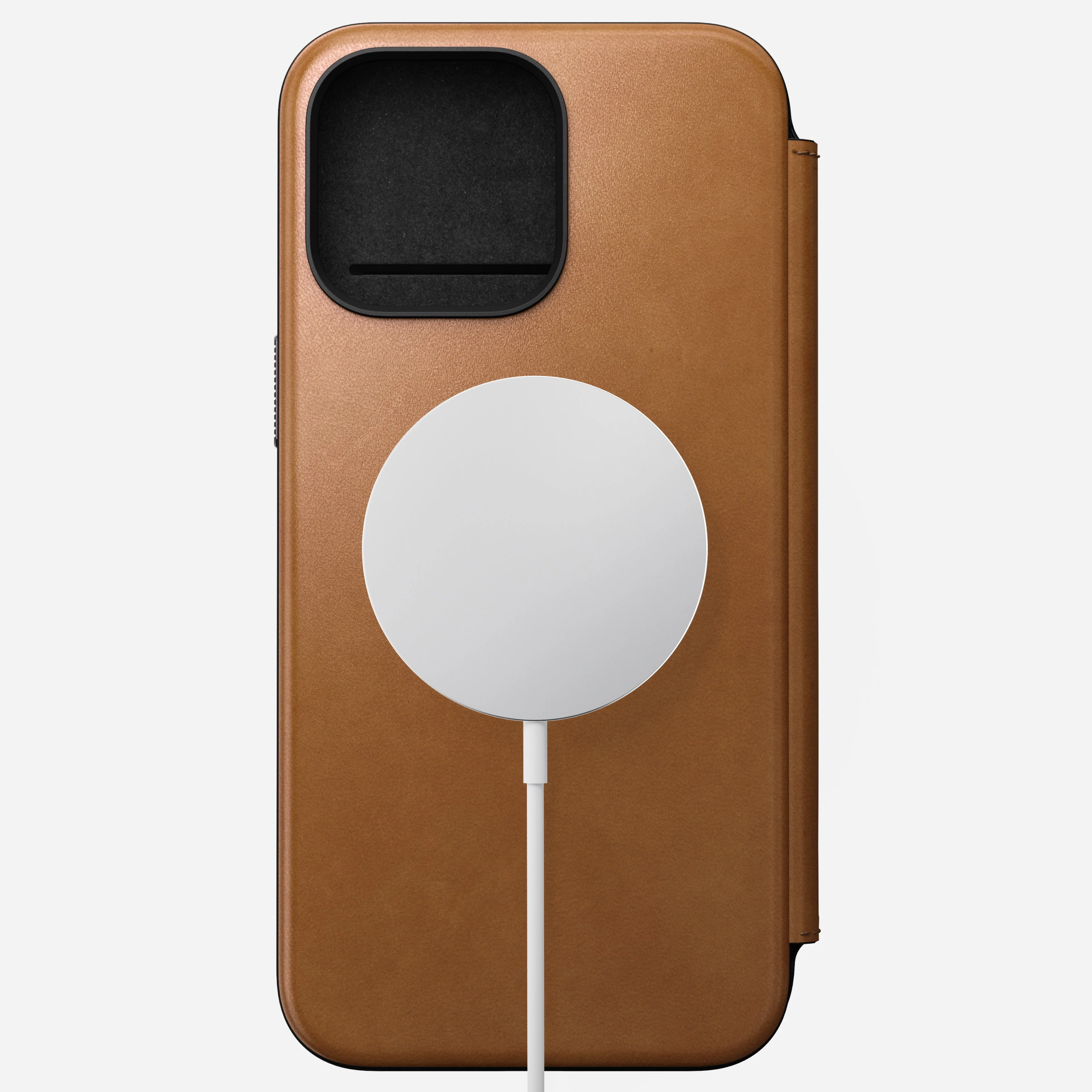 Nomad Modern Leather Folio Case iPhone 15 Pro - Tan Brown - Image 3