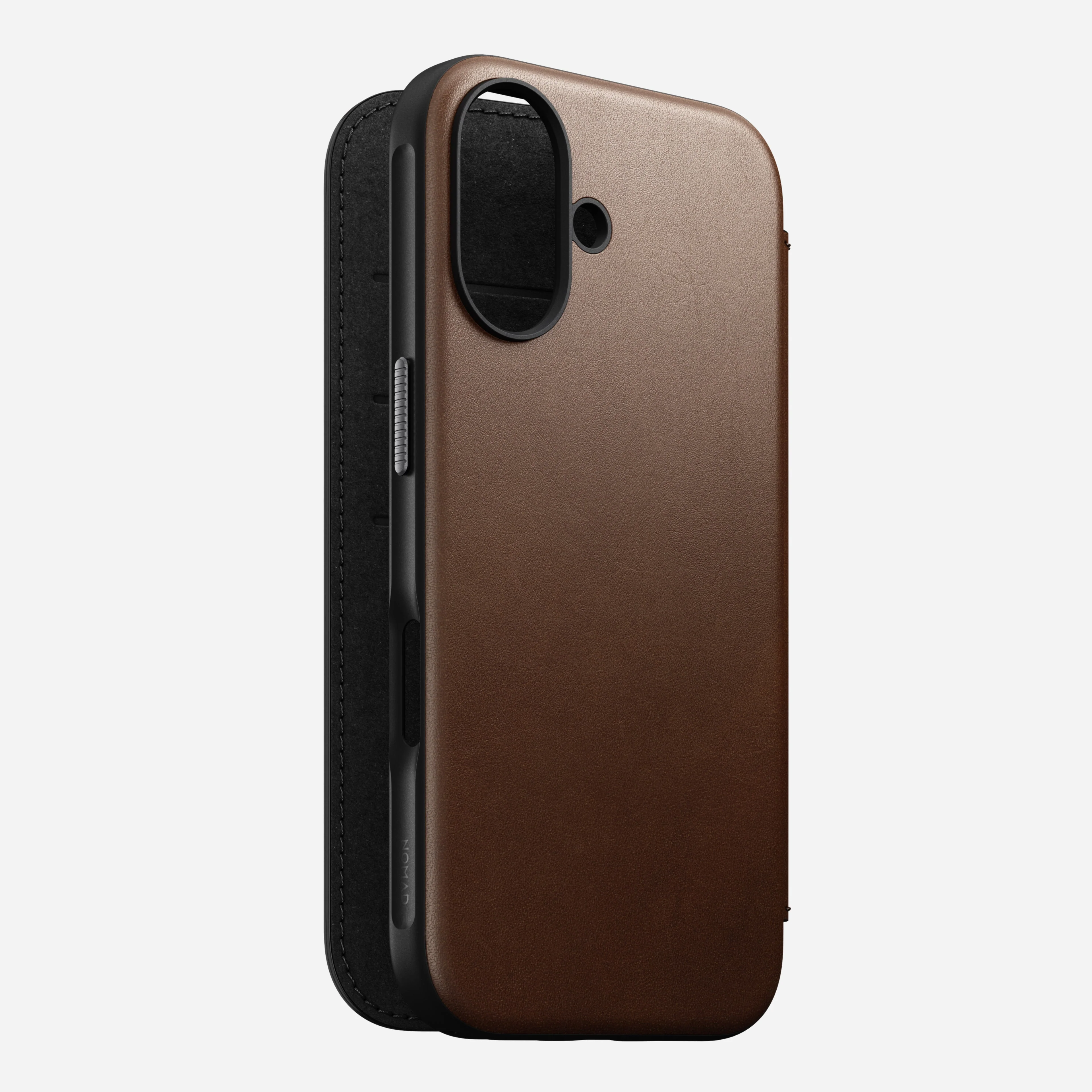 Nomad Modern Premium Leather Folio Case iPhone 16 Plus 6.7 - Brown - Image 6