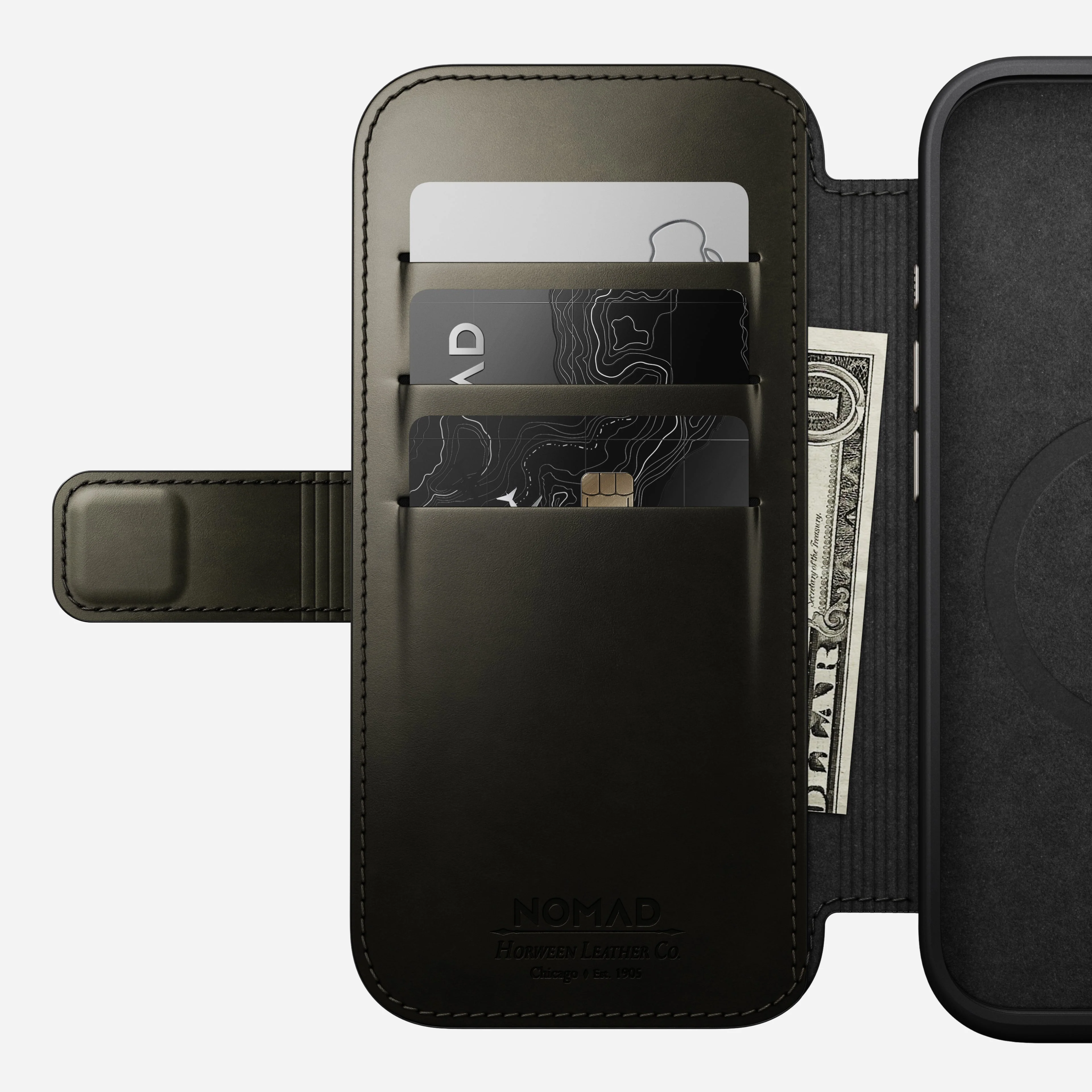 Nomad Modern Premium Leather Folio Case iPhone 16 Pro 6.3 - Black - Image 3