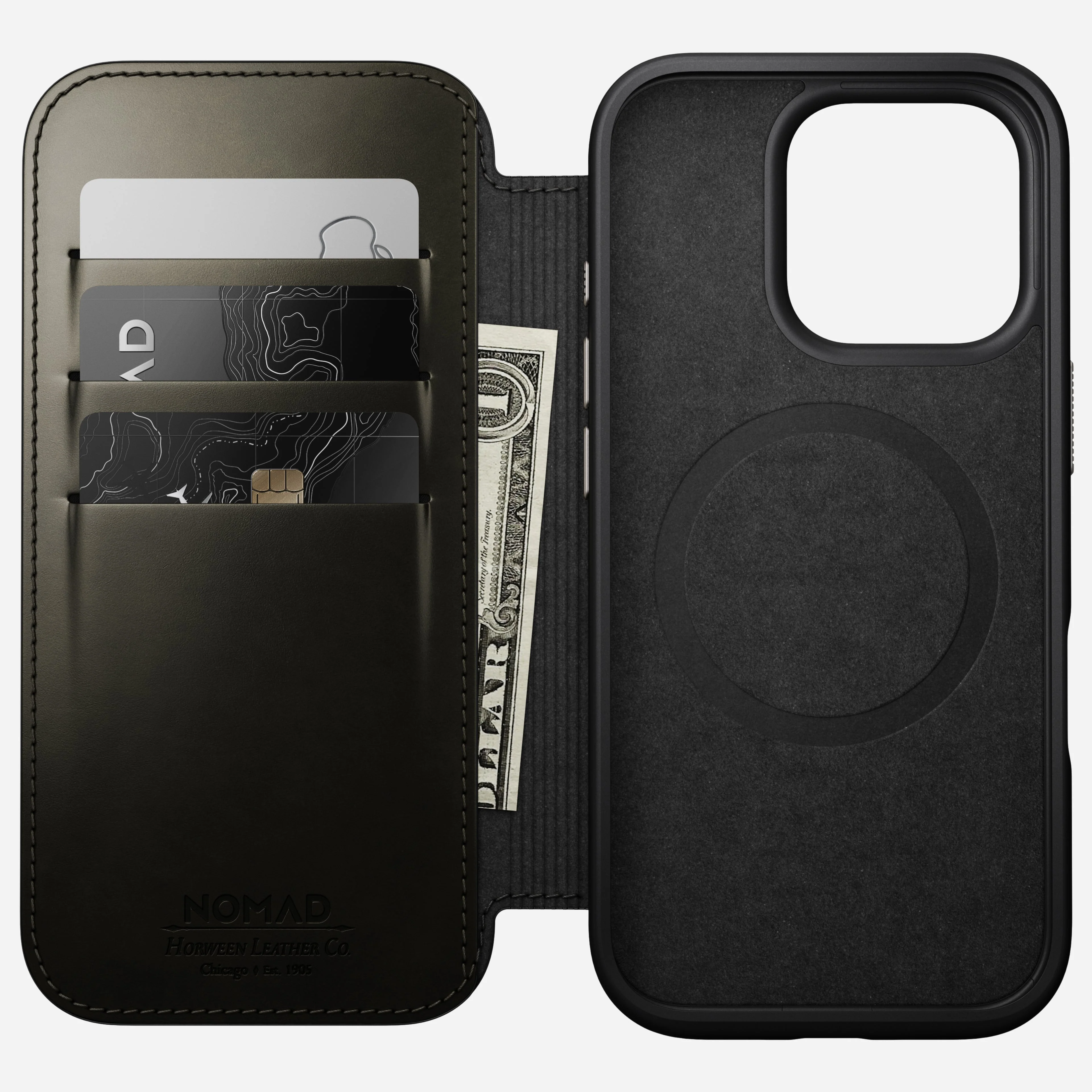 Nomad Modern Premium Leather Folio Case iPhone 16 Pro 6.3 - Black - Image 5