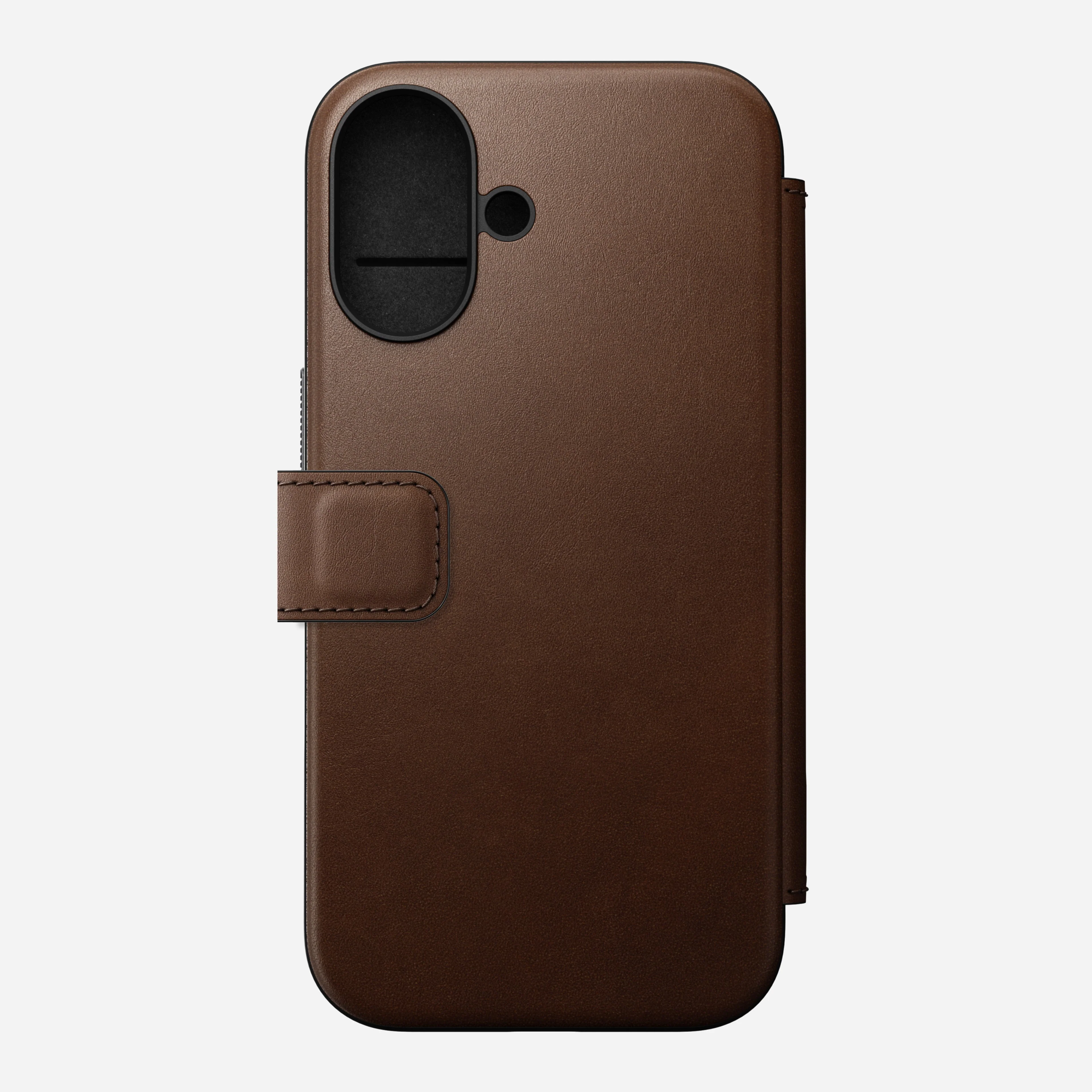 Nomad Modern Premium Leather Folio Case iPhone 16 Standard 6.1 - Brown - Image 2