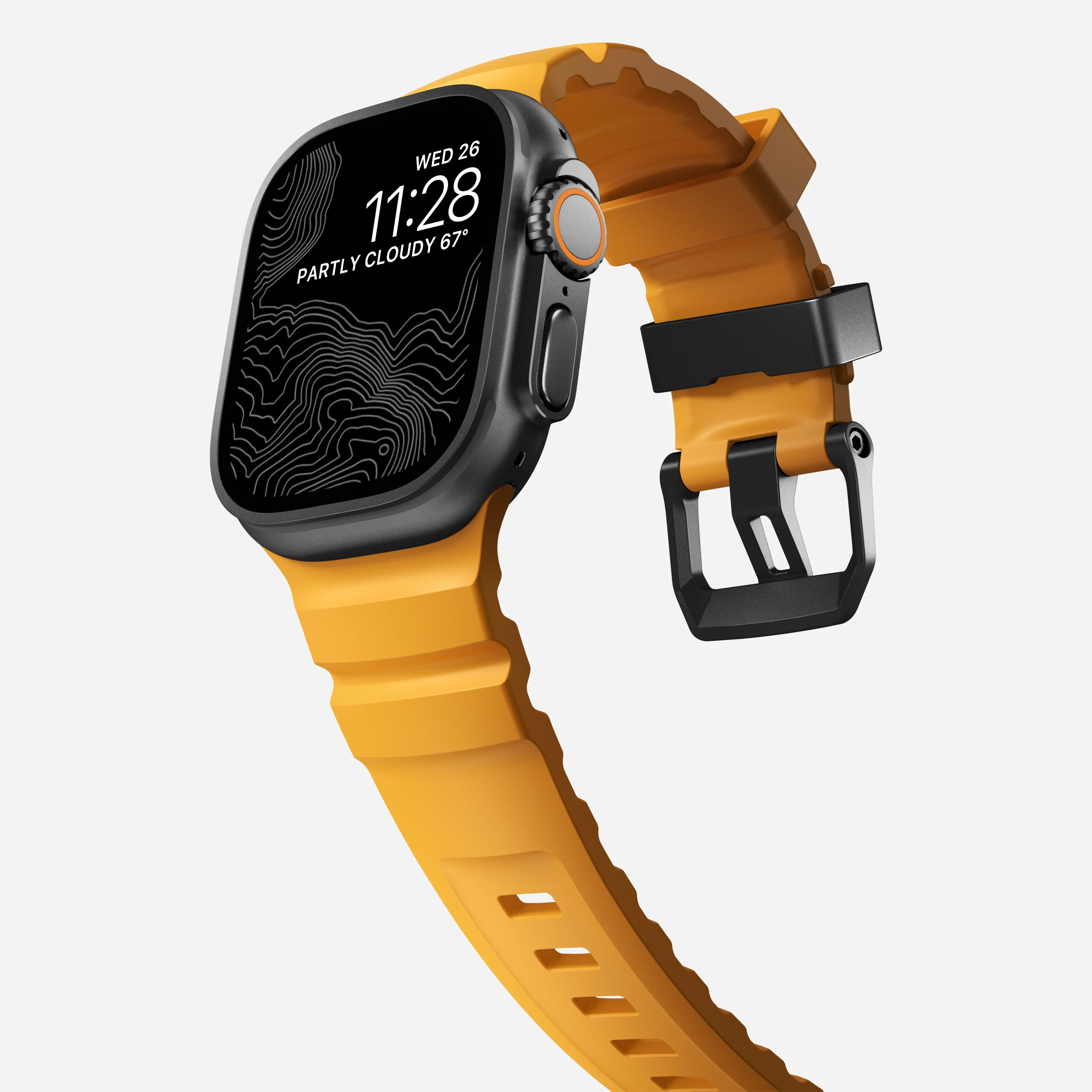 Nomad Rocky Point Band for Apple Watch 42-49 & Ultra 1 -3  - Sol Yellow (Black Hardware) - Image 5