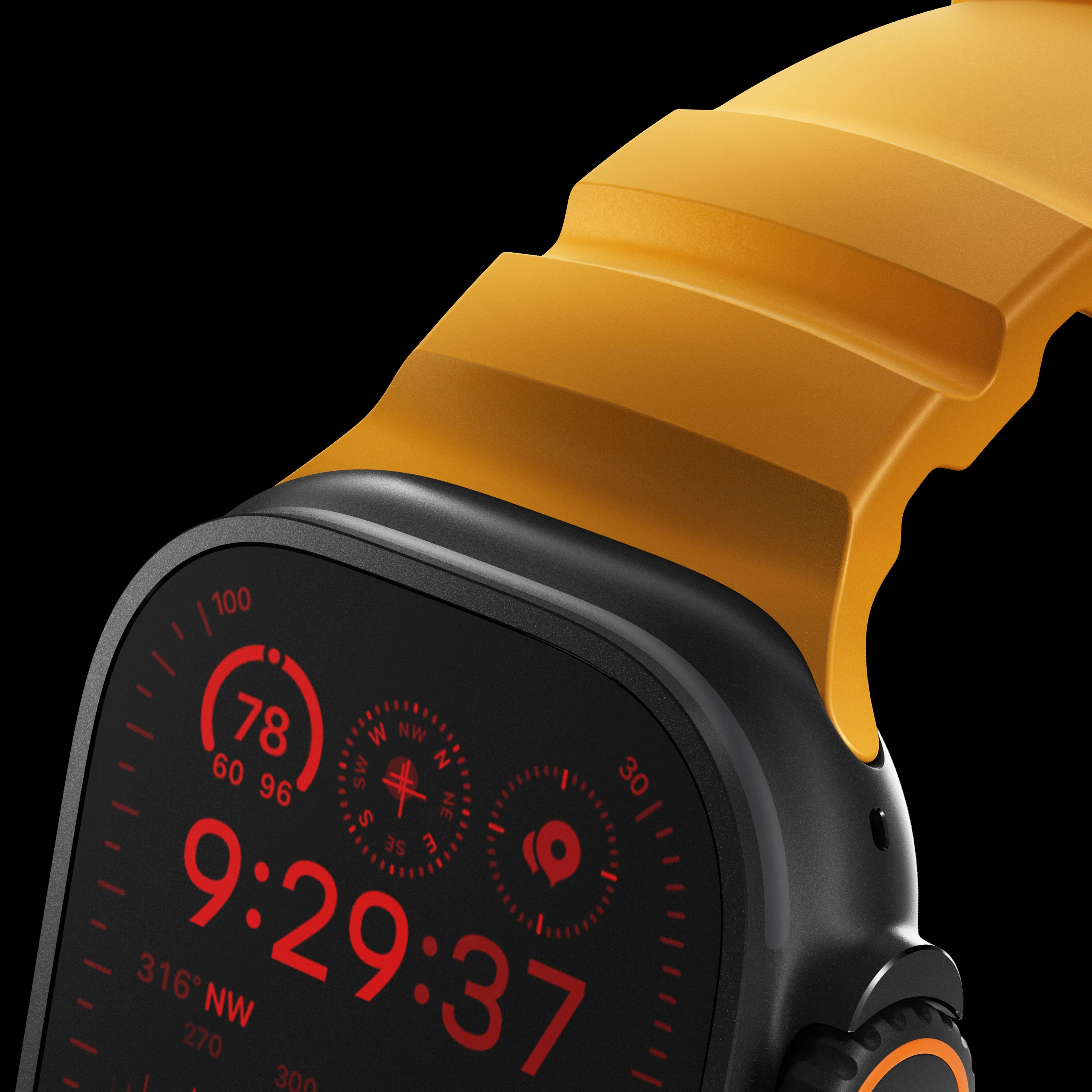Nomad Rocky Point Band for Apple Watch 42-49 & Ultra 1 -3  - Sol Yellow (Black Hardware) - Image 7