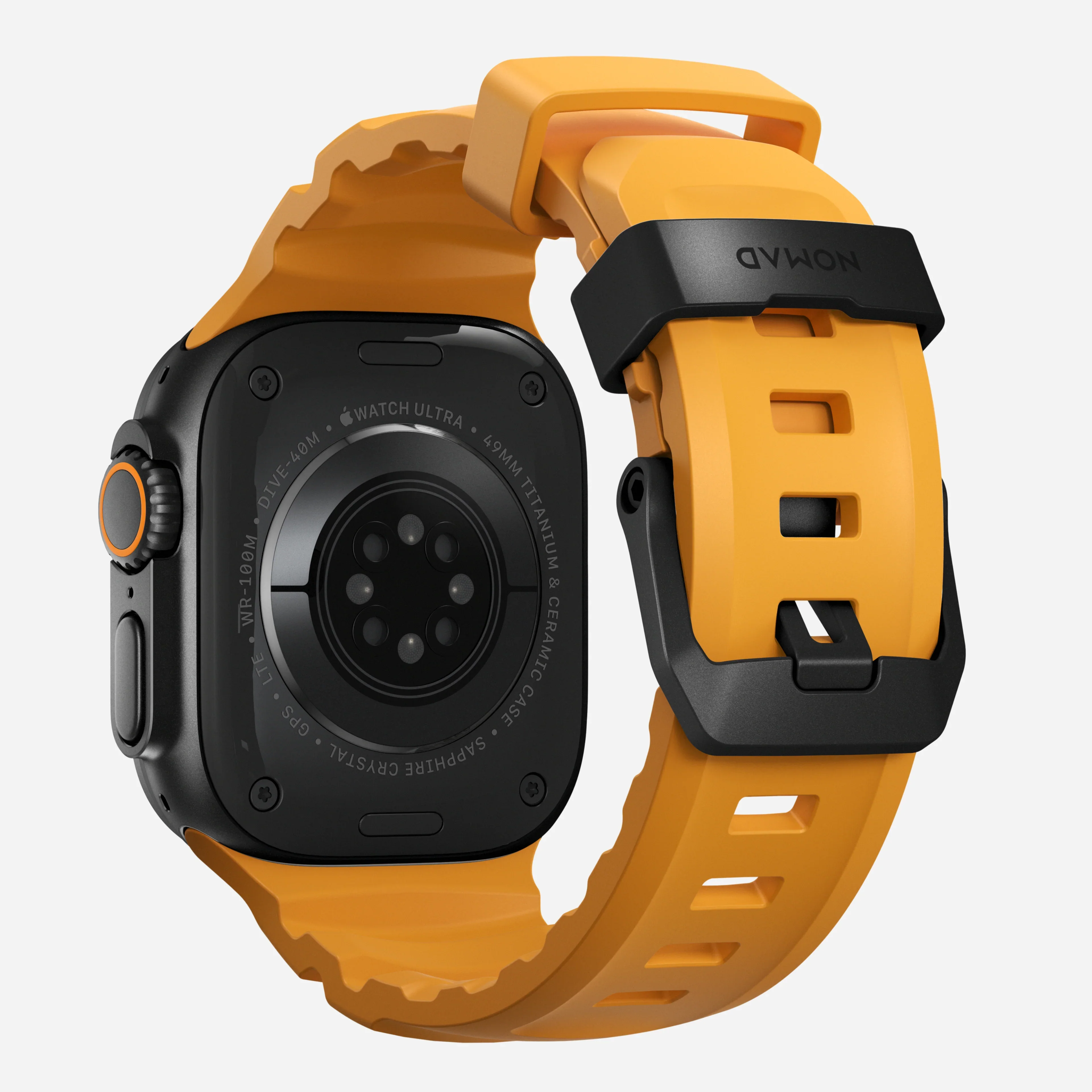 Nomad Rocky Point Band for Apple Watch 42-49 & Ultra 1 -3  - Sol Yellow (Black Hardware) - Image 8