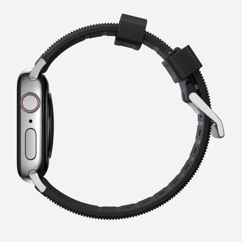 Nomad Rugged Band 41mm Silver Hardware FKM Rubber Bracelet - Black - Image 4