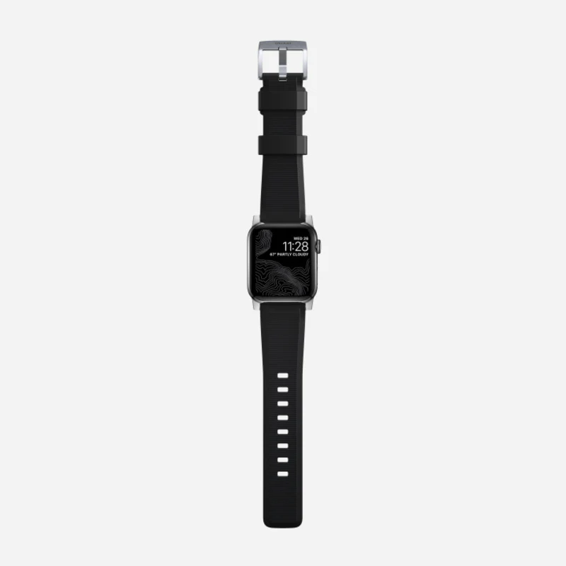 Nomad Rugged Band 41mm Silver Hardware FKM Rubber Bracelet - Black - Image 8