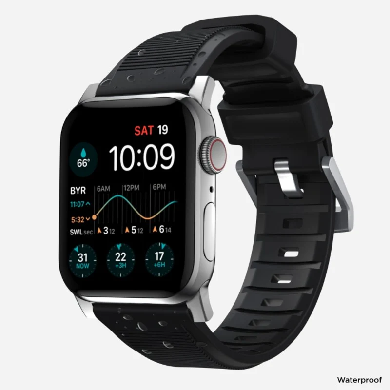 Nomad Rugged Band 42mm/44mm/445mm/49mm Silver Hardware Bracelet - Black - Image 2
