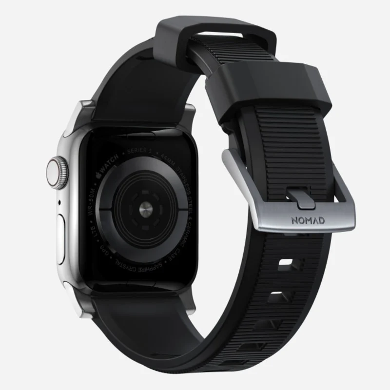Nomad Rugged Band 42mm/44mm/445mm/49mm Silver Hardware Bracelet - Black - Image 3