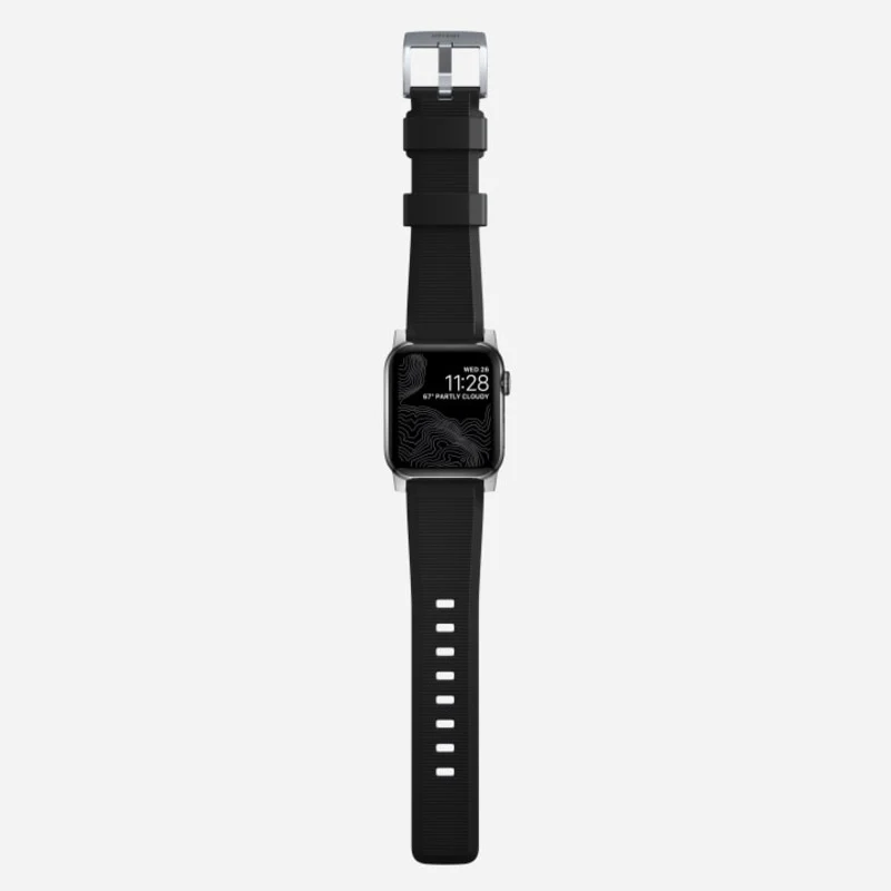 Nomad Rugged Band 42mm/44mm/445mm/49mm Silver Hardware Bracelet - Black - Image 7