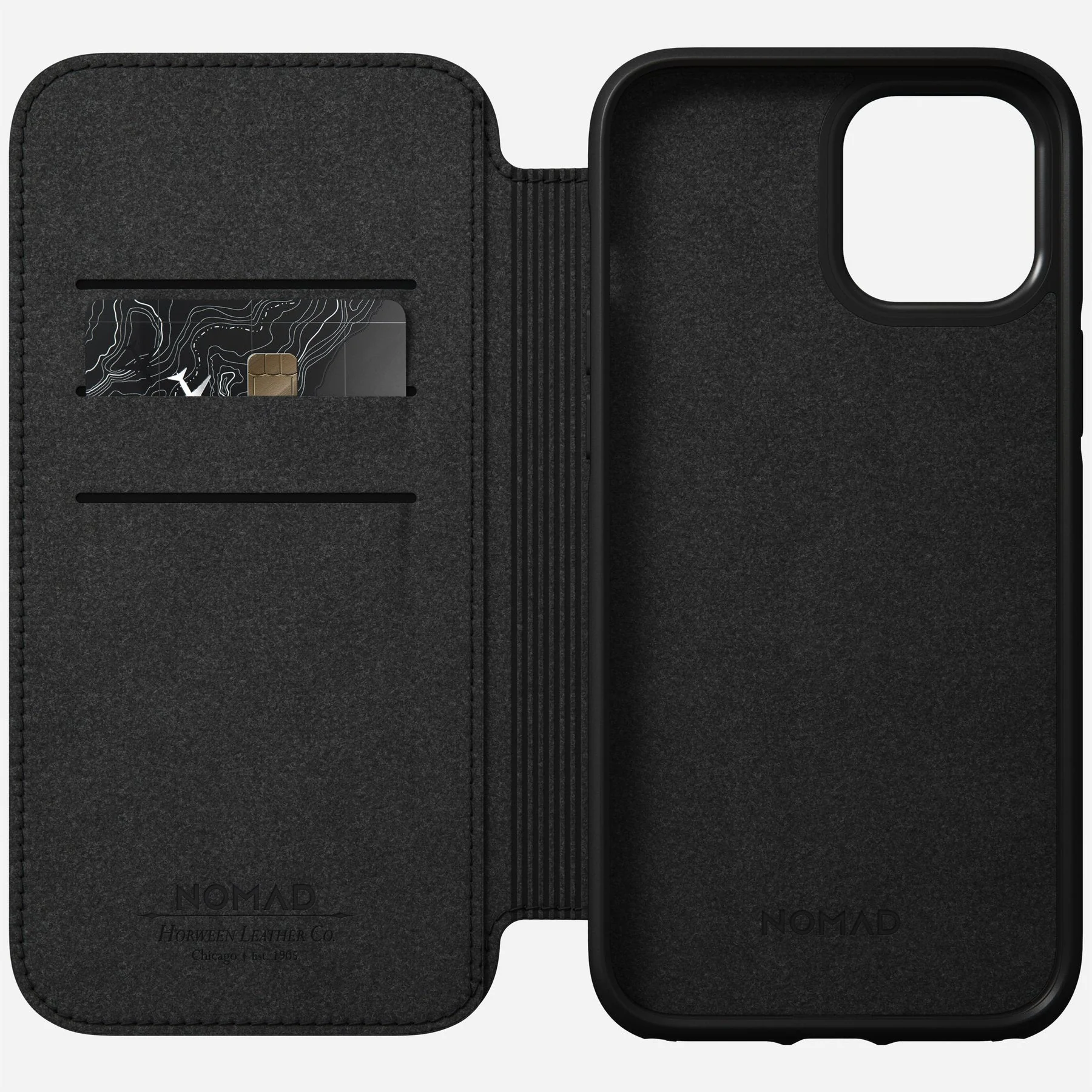 Nomad Rugged Folio Case w/ Horween Leather For iPhone 12 Pro Max - BLACK - Image 4
