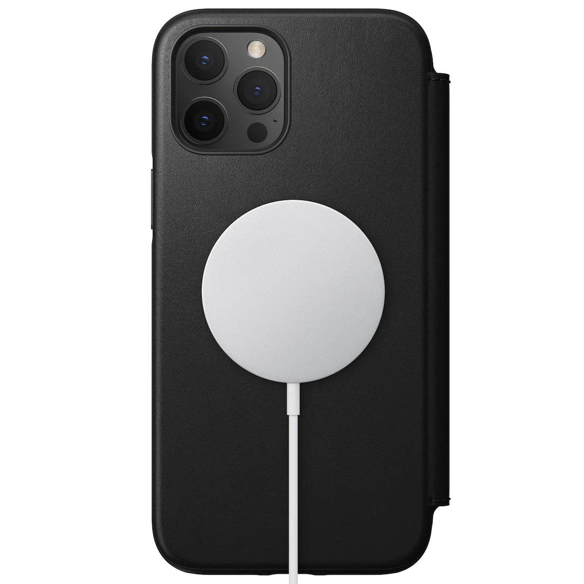 Nomad Rugged Leather Folio Case w/ Magsafe For iPhone 12 Pro Max - Black - Image 3