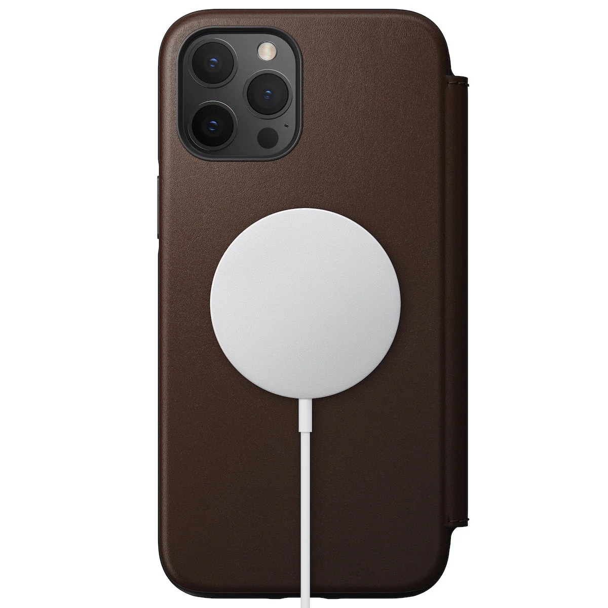 Nomad Rugged Leather Folio Case w/ Magsafe For iPhone 12 Pro Max - Brown - Image 2