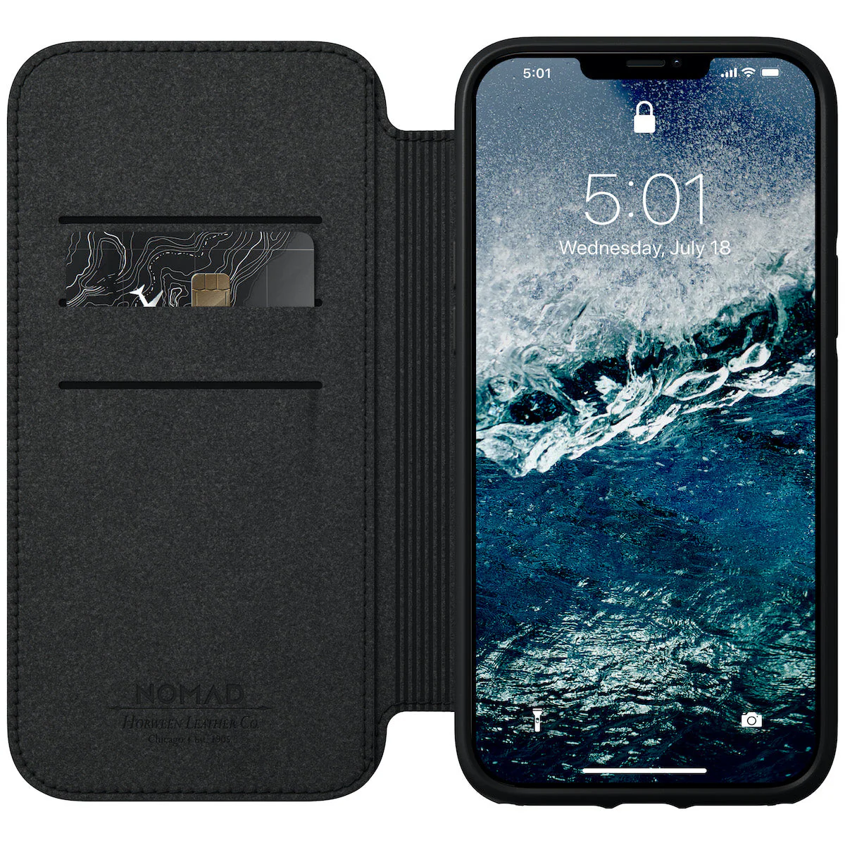 Nomad Rugged Leather Folio Case w/ Magsafe For iPhone 12 Pro Max - Brown - Image 6