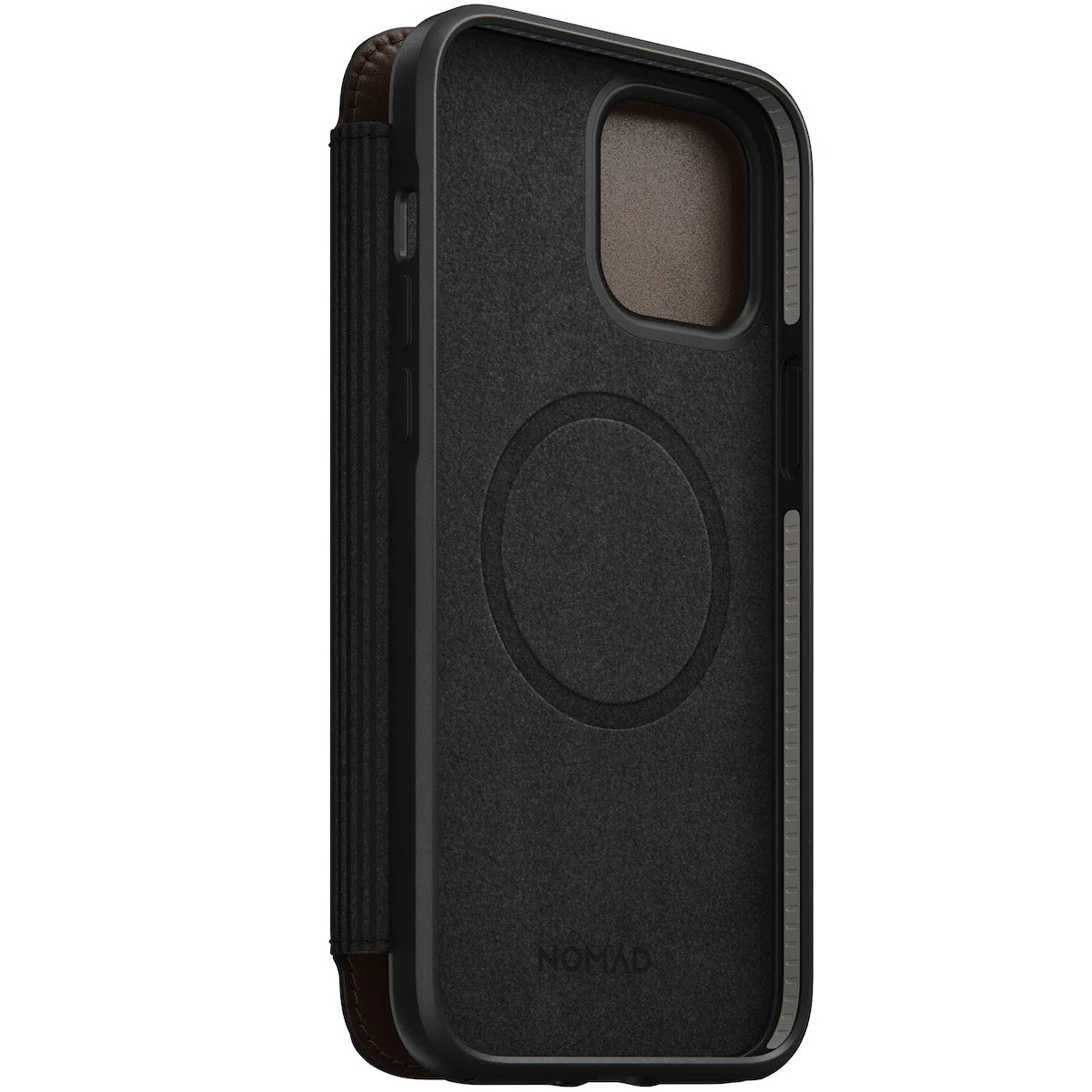 Nomad Rugged Leather Folio Case w/ Magsafe For iPhone 12 Pro Max - Brown - Image 7