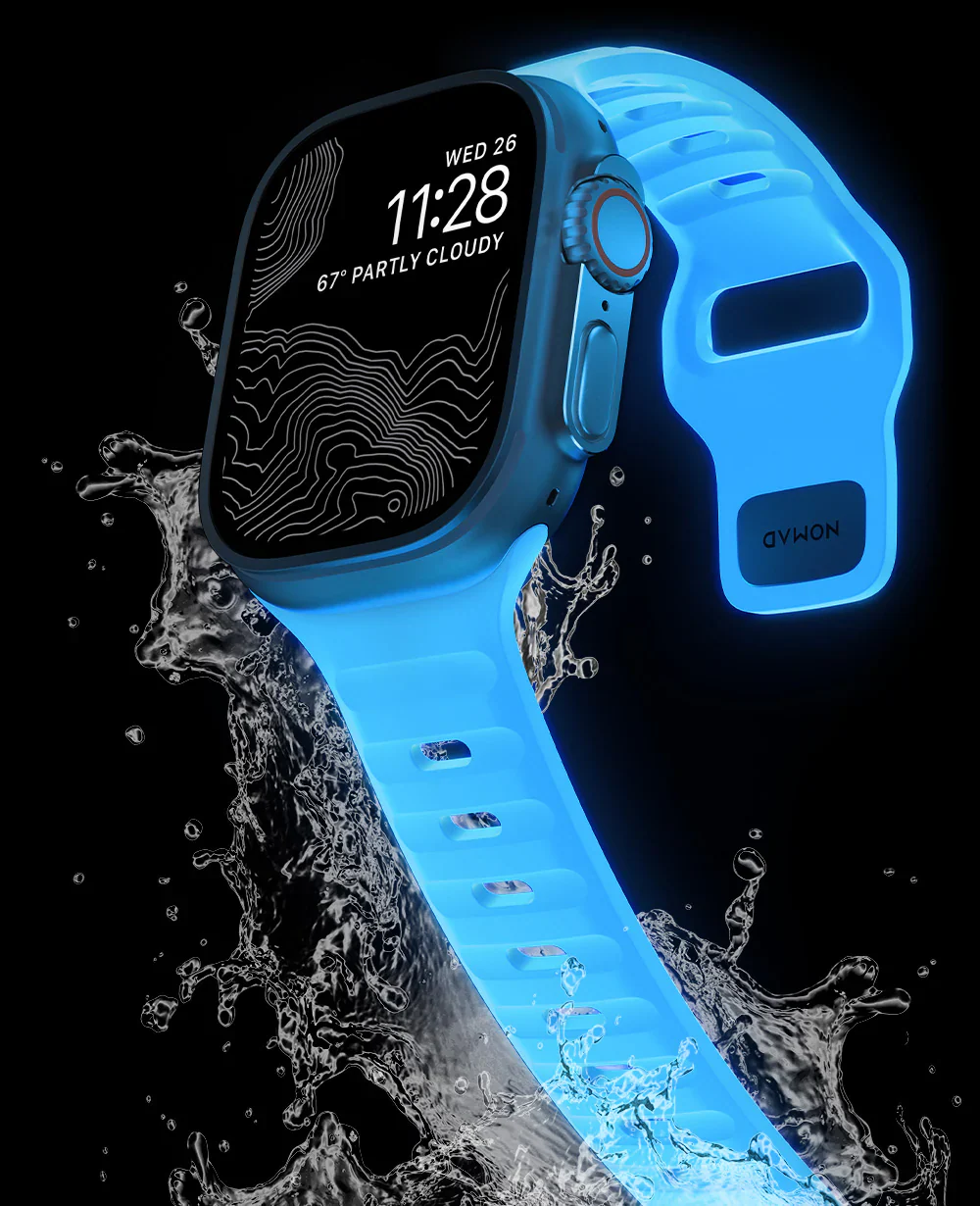 Nomad Sport Band Icy Blue Glow for Apple Watch 44-49mm – Limited Edition Glow 2.0 - Image 10