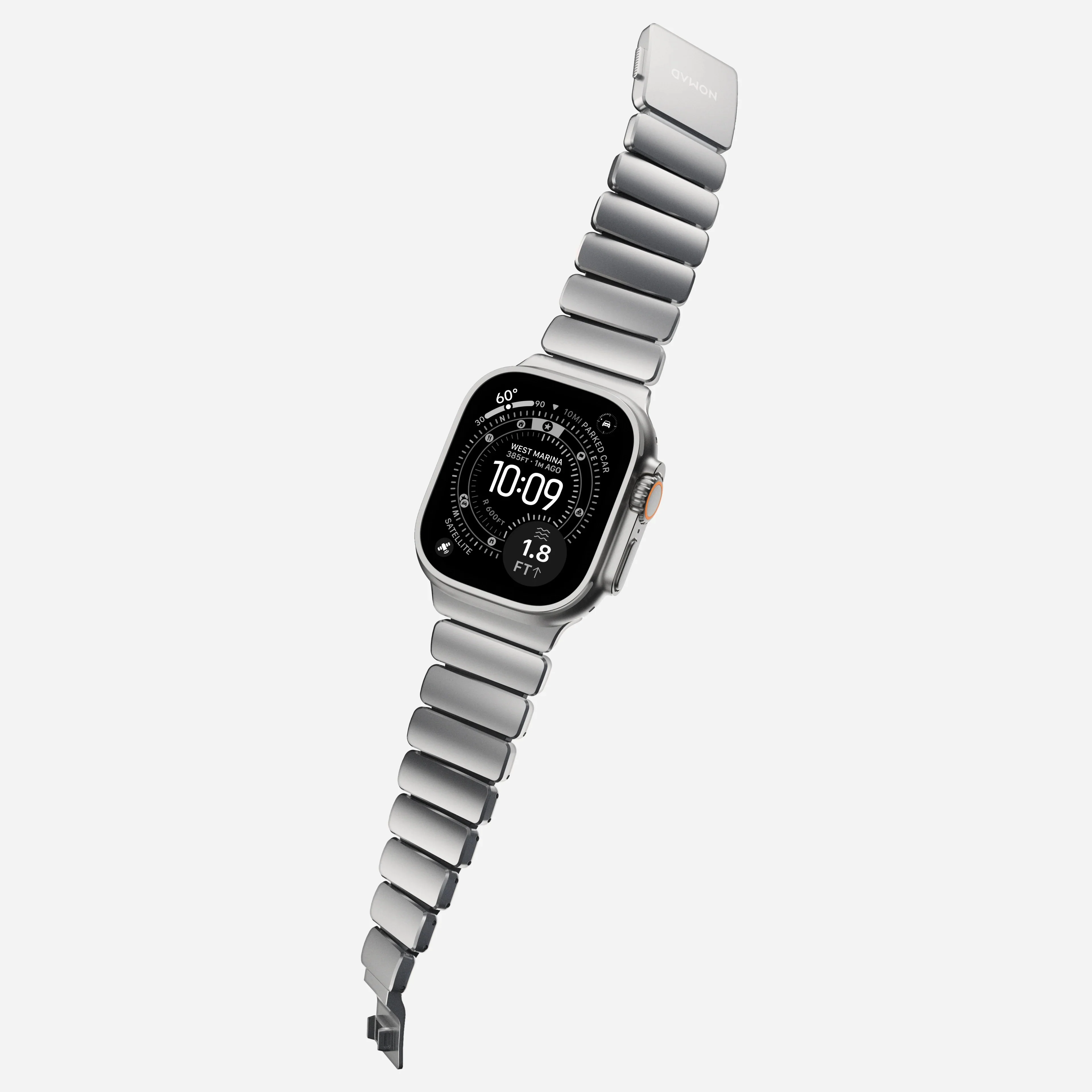 Nomad Stratos Titanium Apple Watch Ultra 1 - 3 / 42-49mm / Series 1-11 & SE - Natural Titanium / Black - Image 5