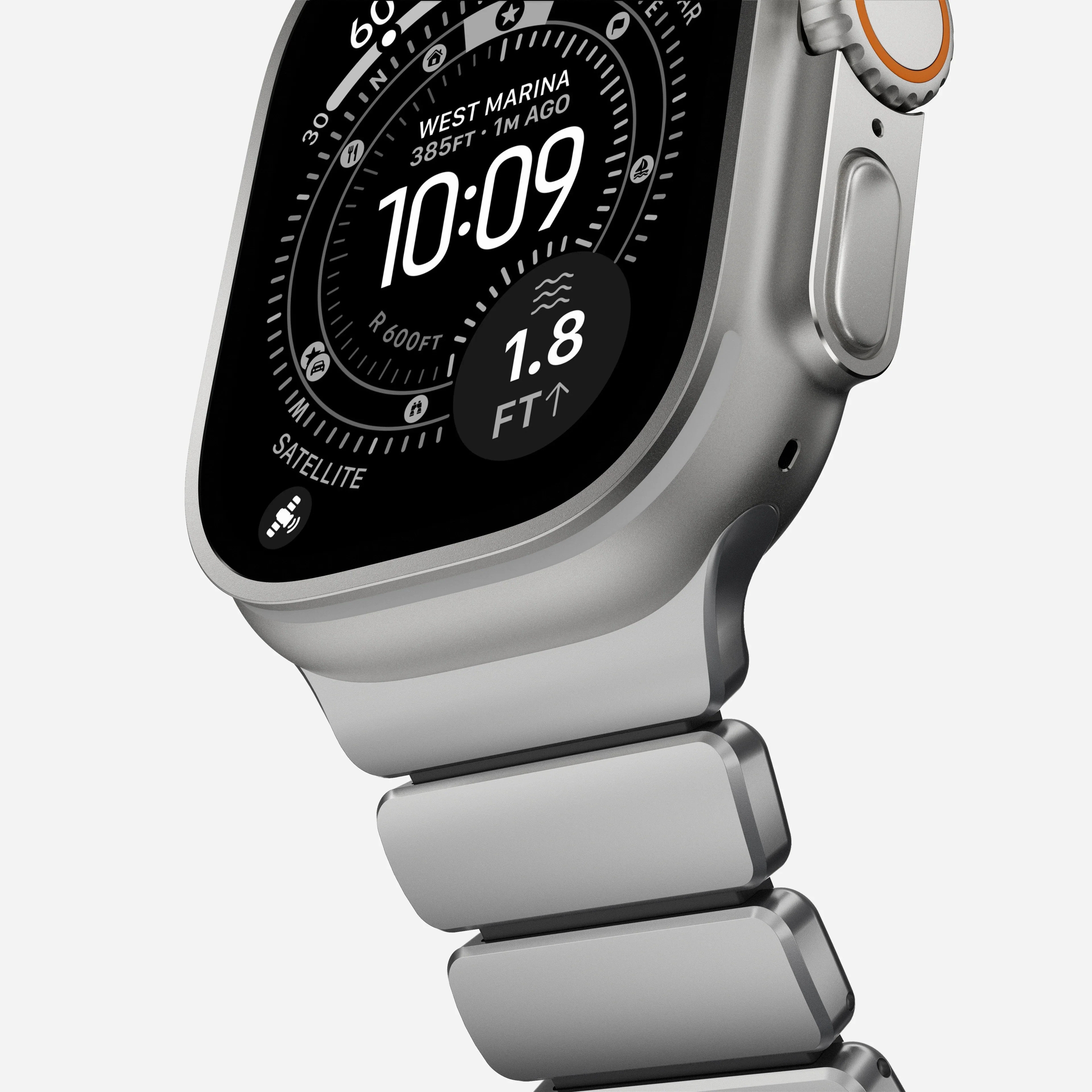 Nomad Stratos Titanium Apple Watch Ultra 1 - 3 / 42-49mm / Series 1-11 & SE - Natural Titanium / Black - Image 7