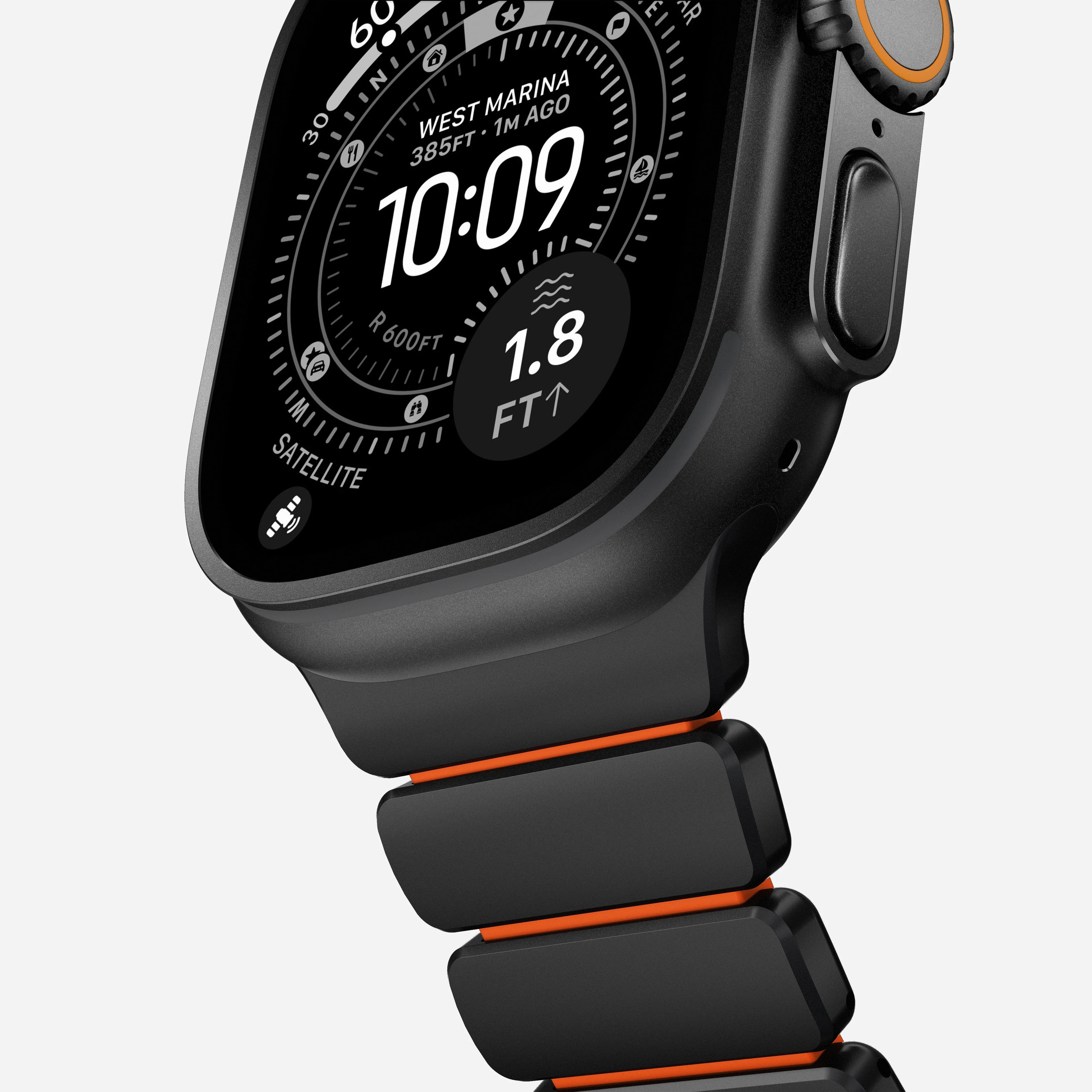 Nomad Stratos Titanium Apple Watch Ultra 1 - 3 / 42-49mm / Series 1-11 & SE - Black / Orange - Image 11