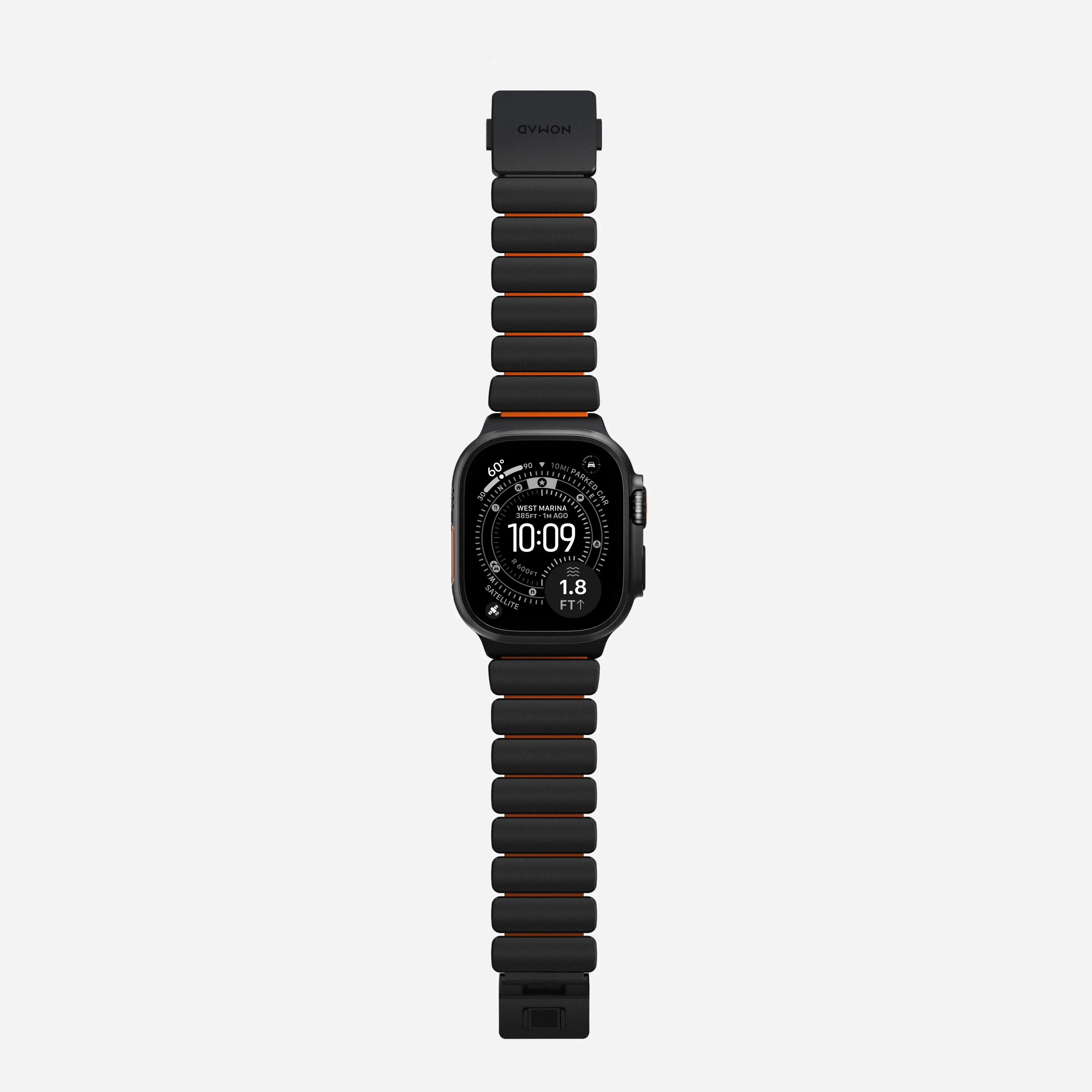 Nomad Stratos Titanium Apple Watch Ultra 1 - 3 / 42-49mm / Series 1-11 & SE - Black / Orange - Image 2