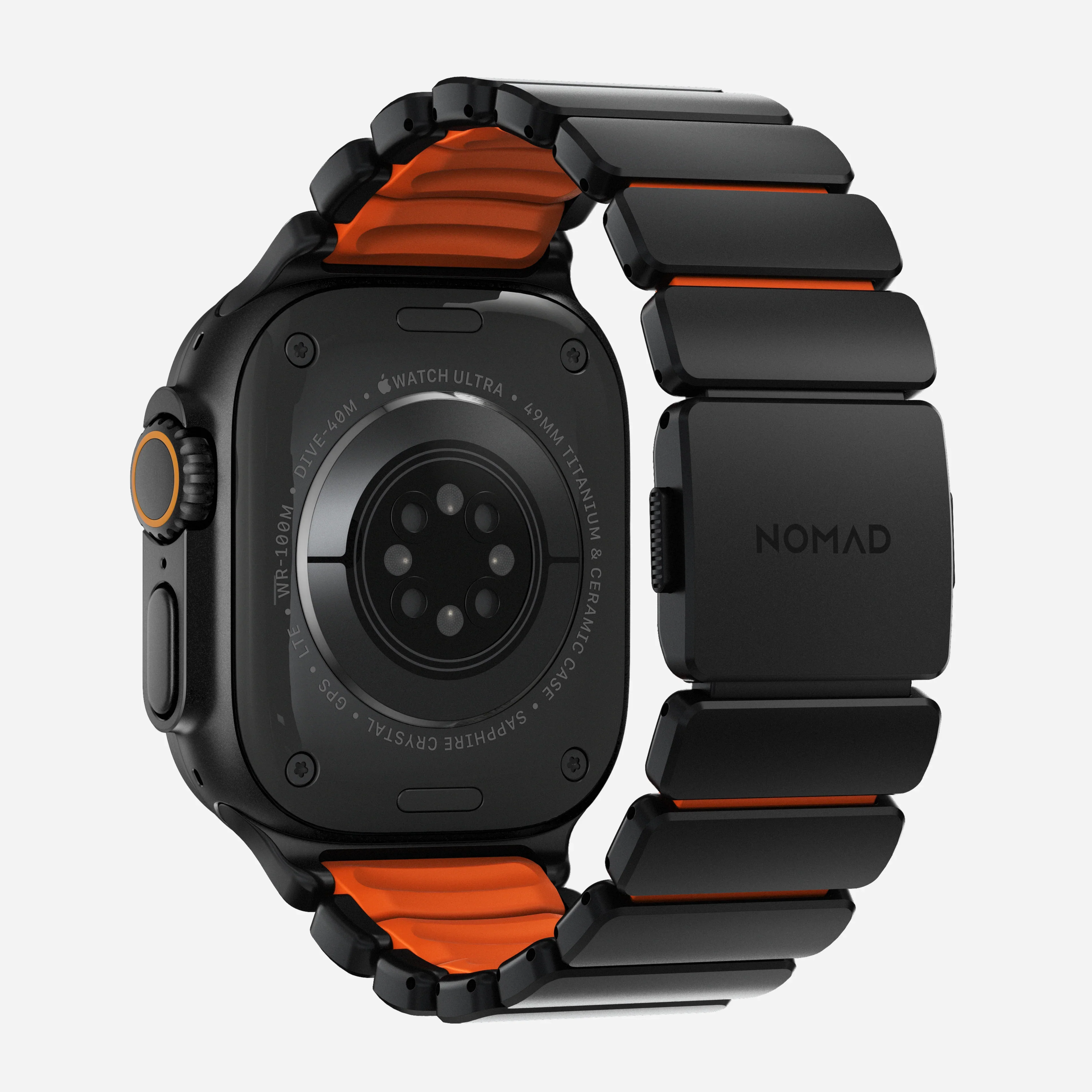 Nomad Stratos Titanium Apple Watch Ultra 1 - 3 / 42-49mm / Series 1-11 & SE - Black / Orange - Image 9