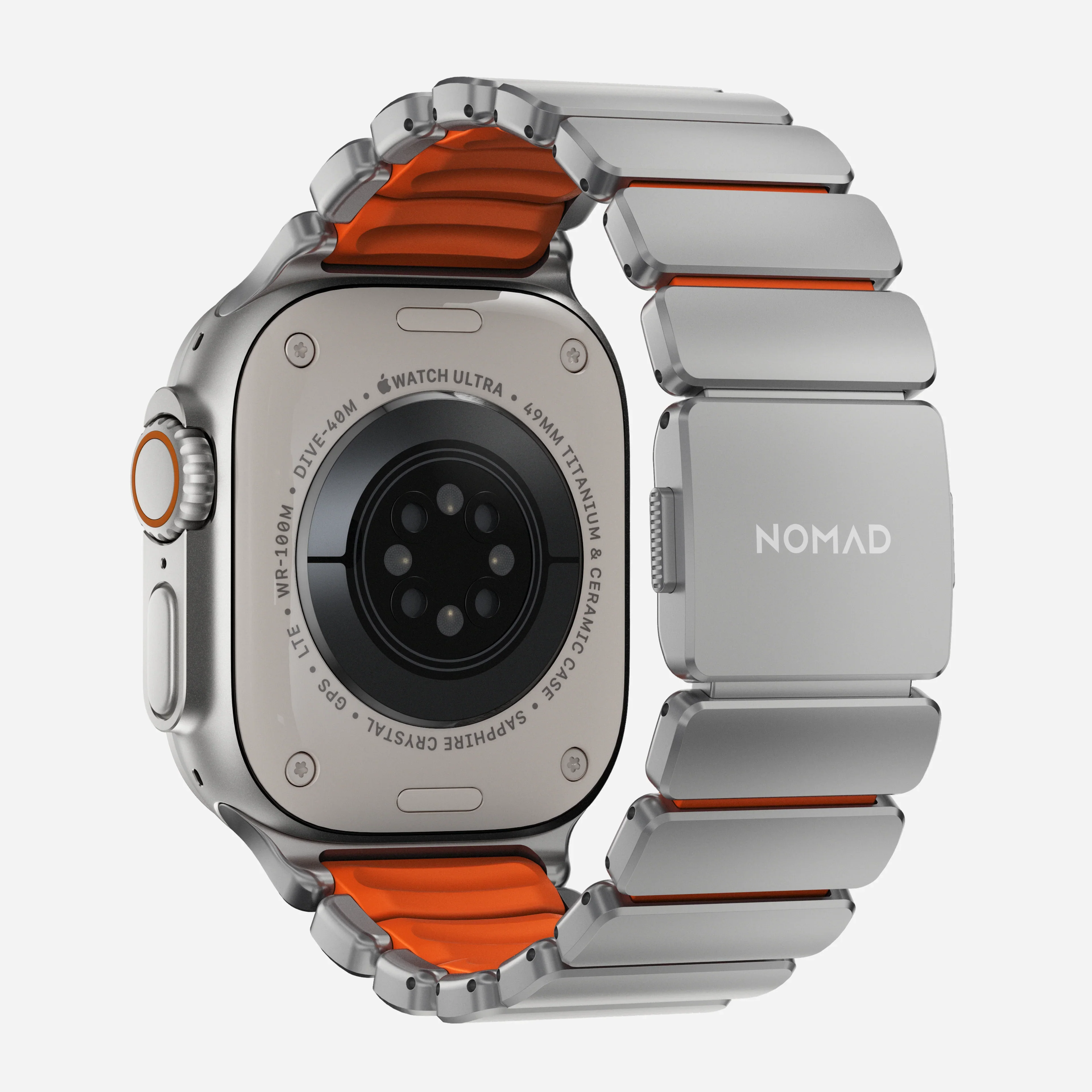 Nomad Stratos Titanium Apple Watch Ultra 1 - 3 / 42-49mm / Series 1-11 & SE - Natural / Orange - Image 11