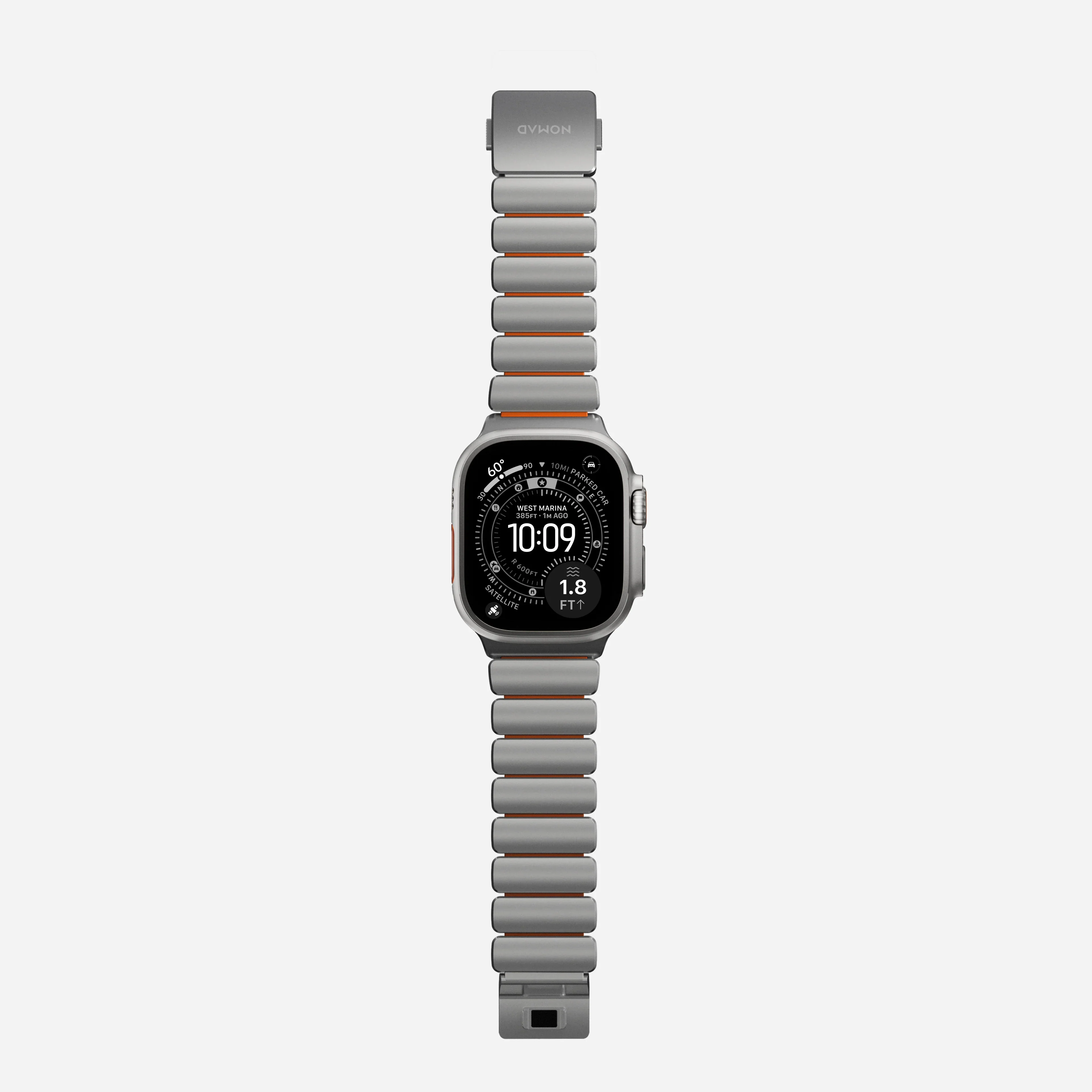 Nomad Stratos Titanium Apple Watch Ultra 1 - 3 / 42-49mm / Series 1-11 & SE - Natural / Orange - Image 3