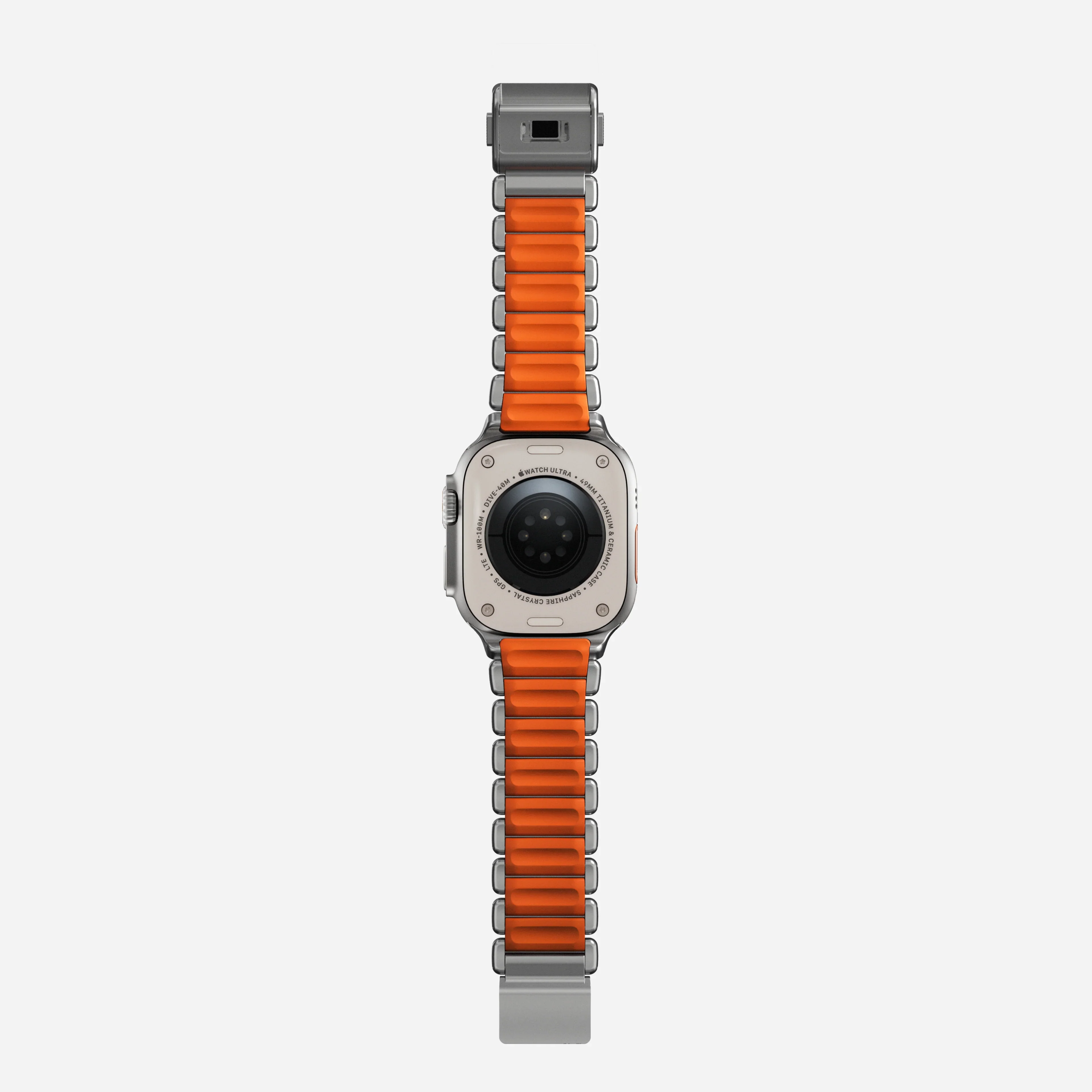 Nomad Stratos Titanium Apple Watch Ultra 1 - 3 / 42-49mm / Series 1-11 & SE - Natural / Orange - Image 4