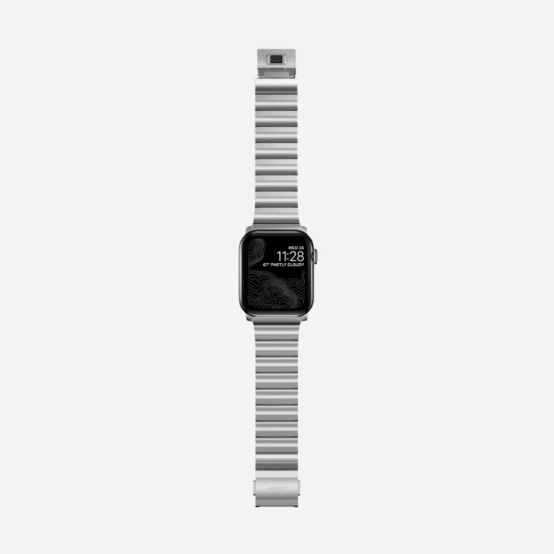 Nomad Steel Band 42mm/44mm/45mm/49mm Silver Hardware Bracelet for Apple Watch - Silver - Image 10