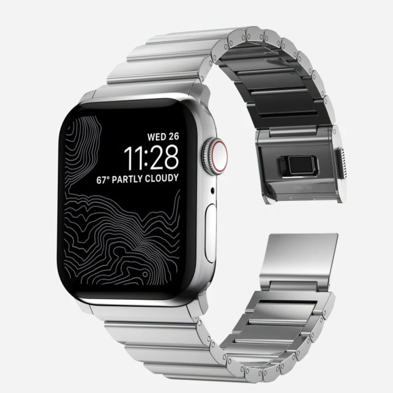Nomad Steel Band 42mm/44mm/45mm/49mm Silver Hardware Bracelet for Apple Watch - Silver - Image 2