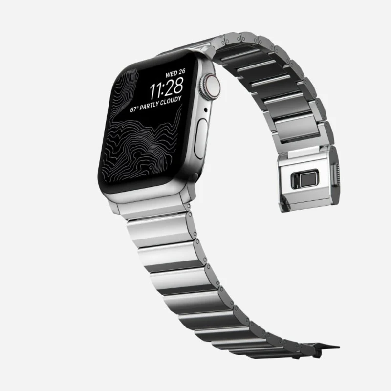 Nomad Steel Band 42mm/44mm/45mm/49mm Silver Hardware Bracelet for Apple Watch - Silver - Image 9