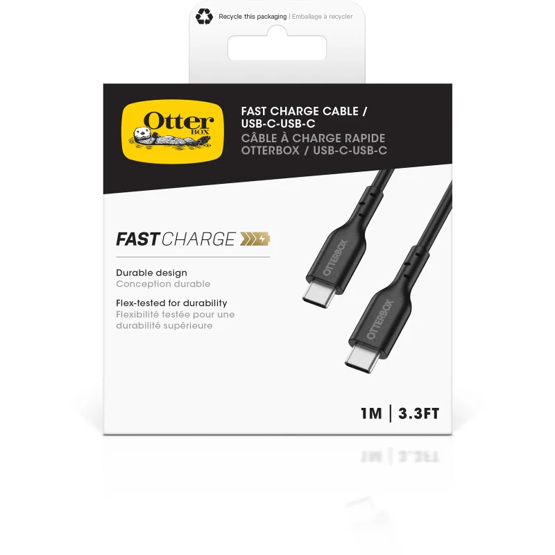 Otterbox Fast Charge Cable USB-C to USB-C 1M - Black - Image 2