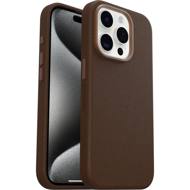 OtterBox Symmetry Cactus Leather MagSafe iPhone 15 Pro - Rich Adobe Brown - Image 2
