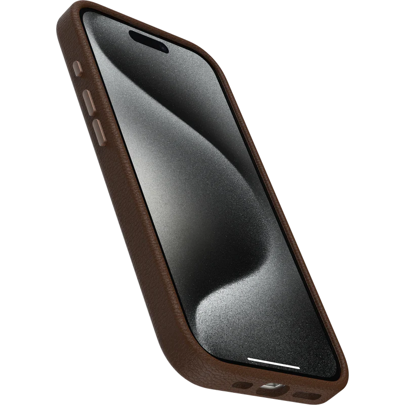 OtterBox Symmetry Cactus Leather MagSafe iPhone 15 Pro - Rich Adobe Brown - Image 3