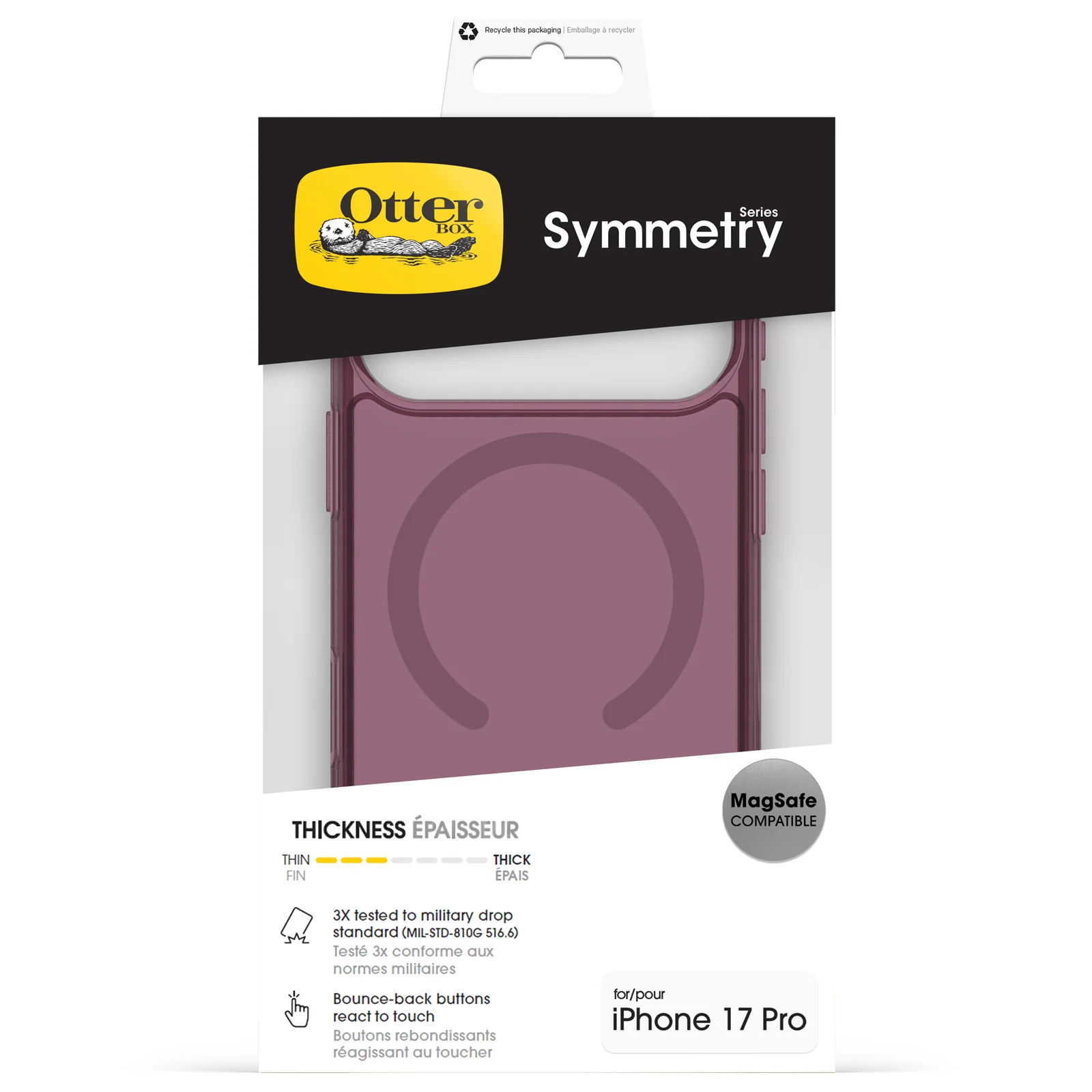 OtterBox Symmetry Clear MagSafe Case & Camera Control Button for iPhone 17 Pro – Purple - Image 2