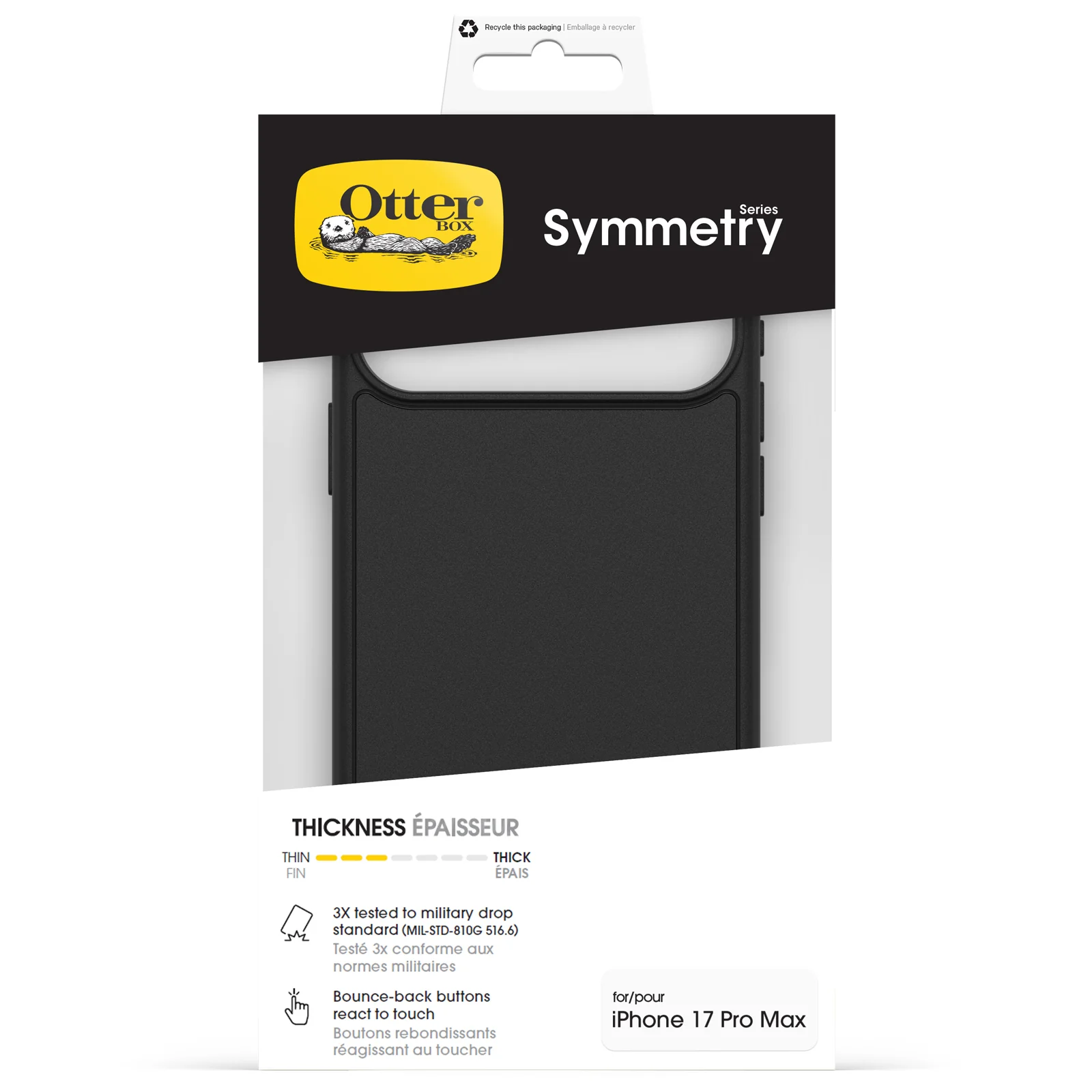 OtterBox Symmetry MagSafe Case & Camera Control Button for iPhone 17 Pro Max – Solid Black - Image 5