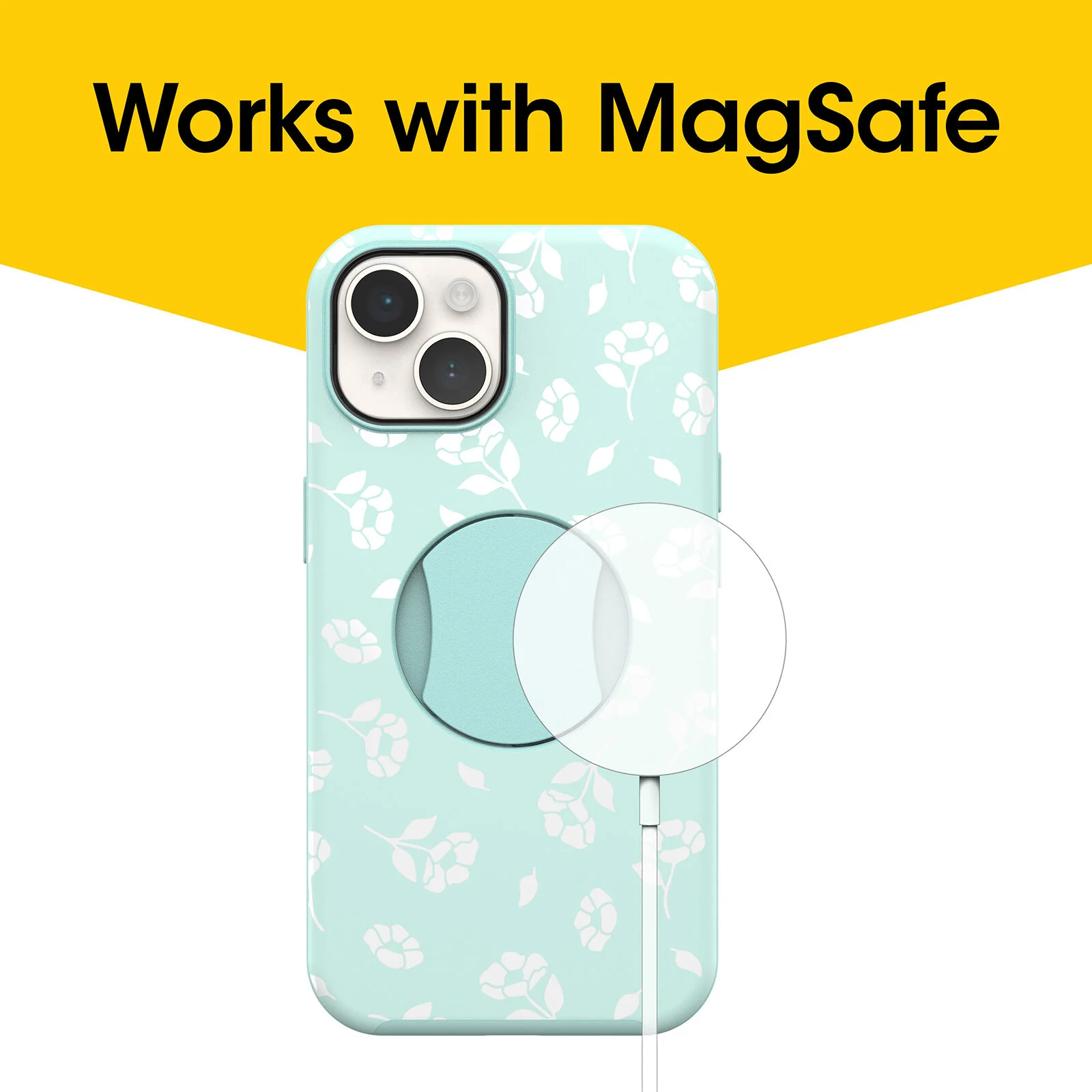 OtterGrip Symmetry Case with MagSafe iPhone 14 / 13 -  Poppies By The Sea Blue - Image 5